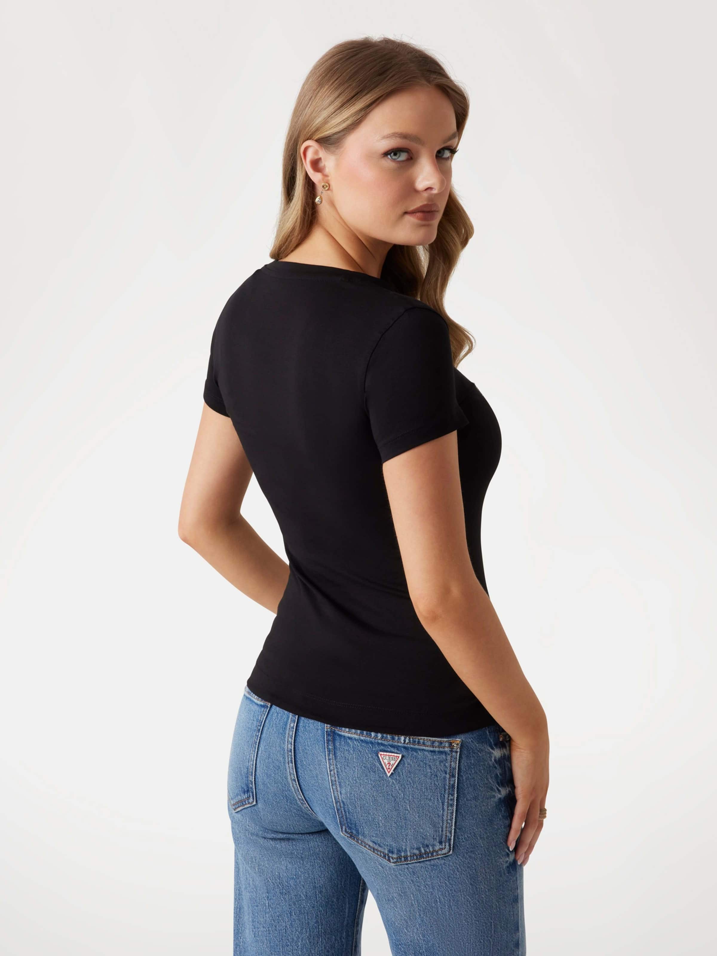 Glitter Degrade Logo Tee In Jet Black