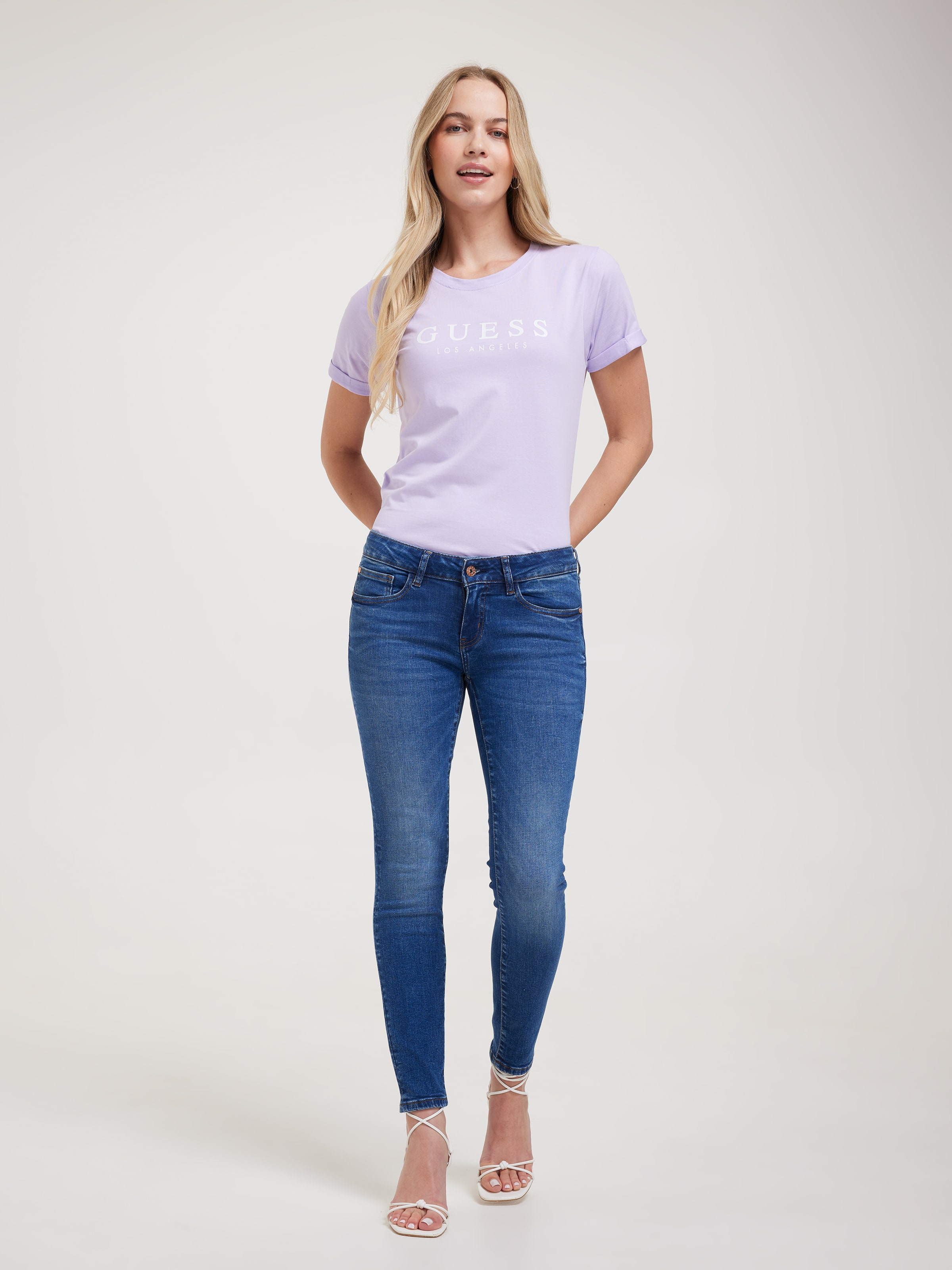 Rolled Cuffed Tee In New Light Lilac