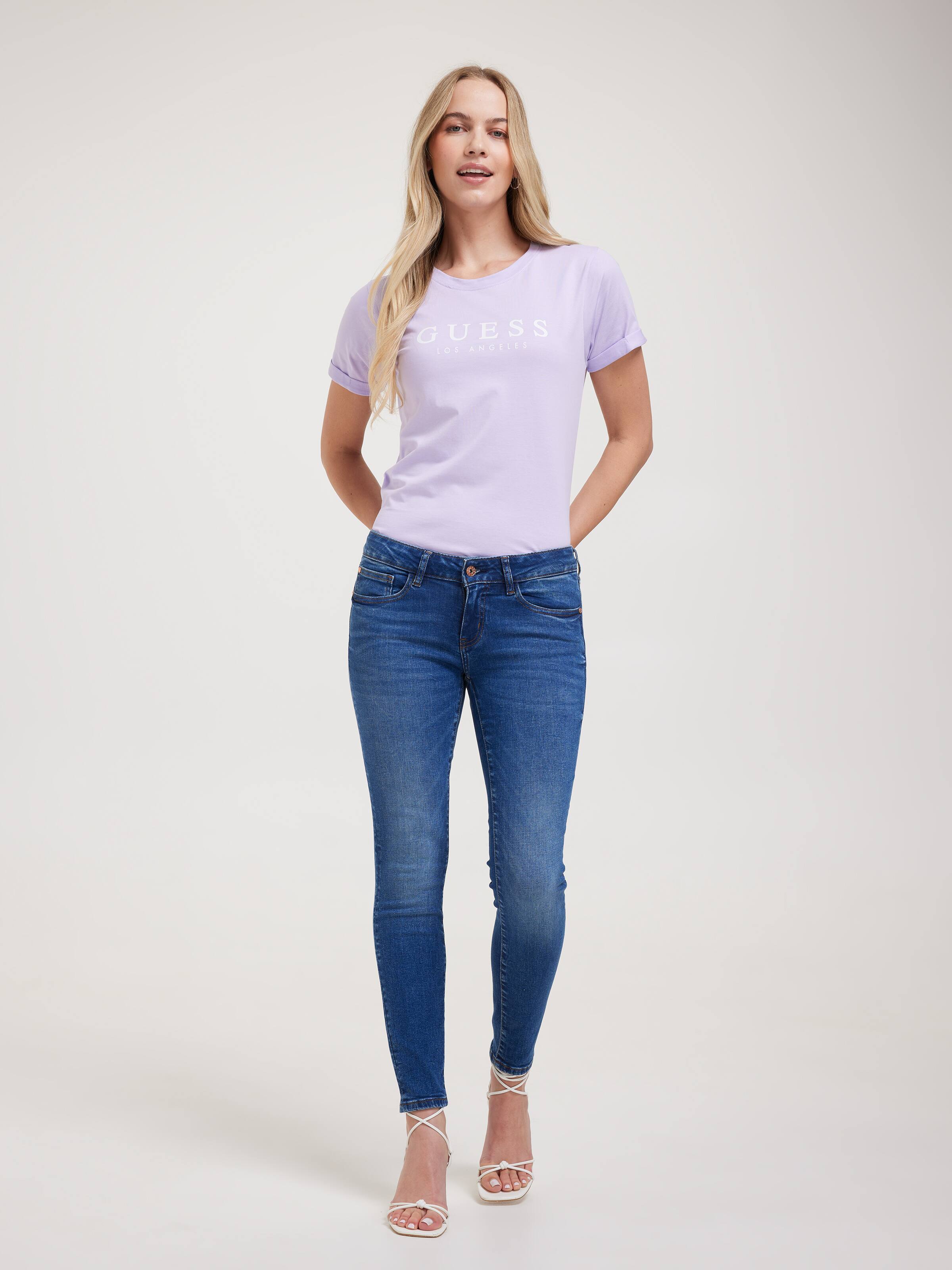Rolled Cuffed Tee In New Light Lilac