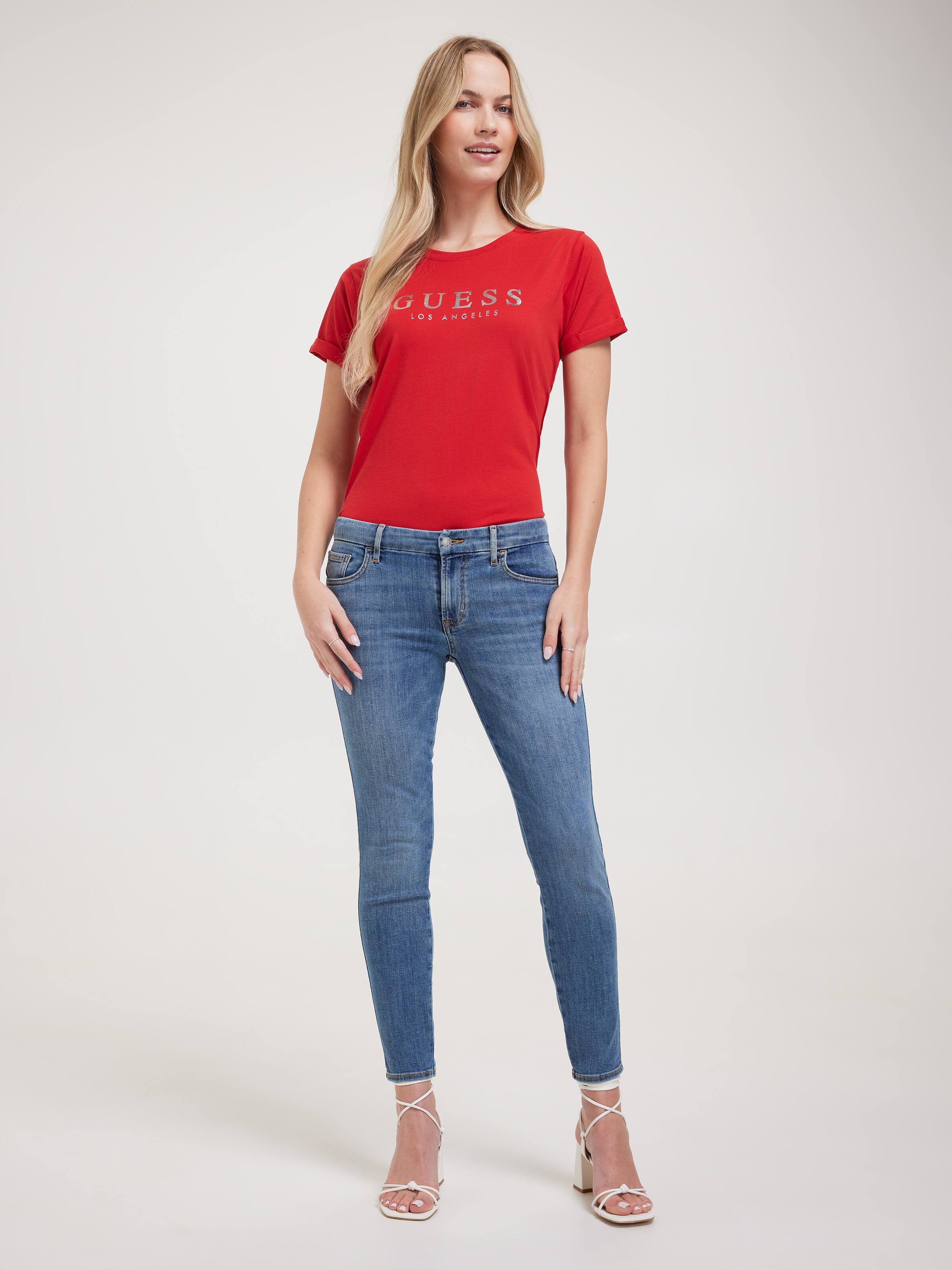 Rolled Up Tee In Hot Pepper Red