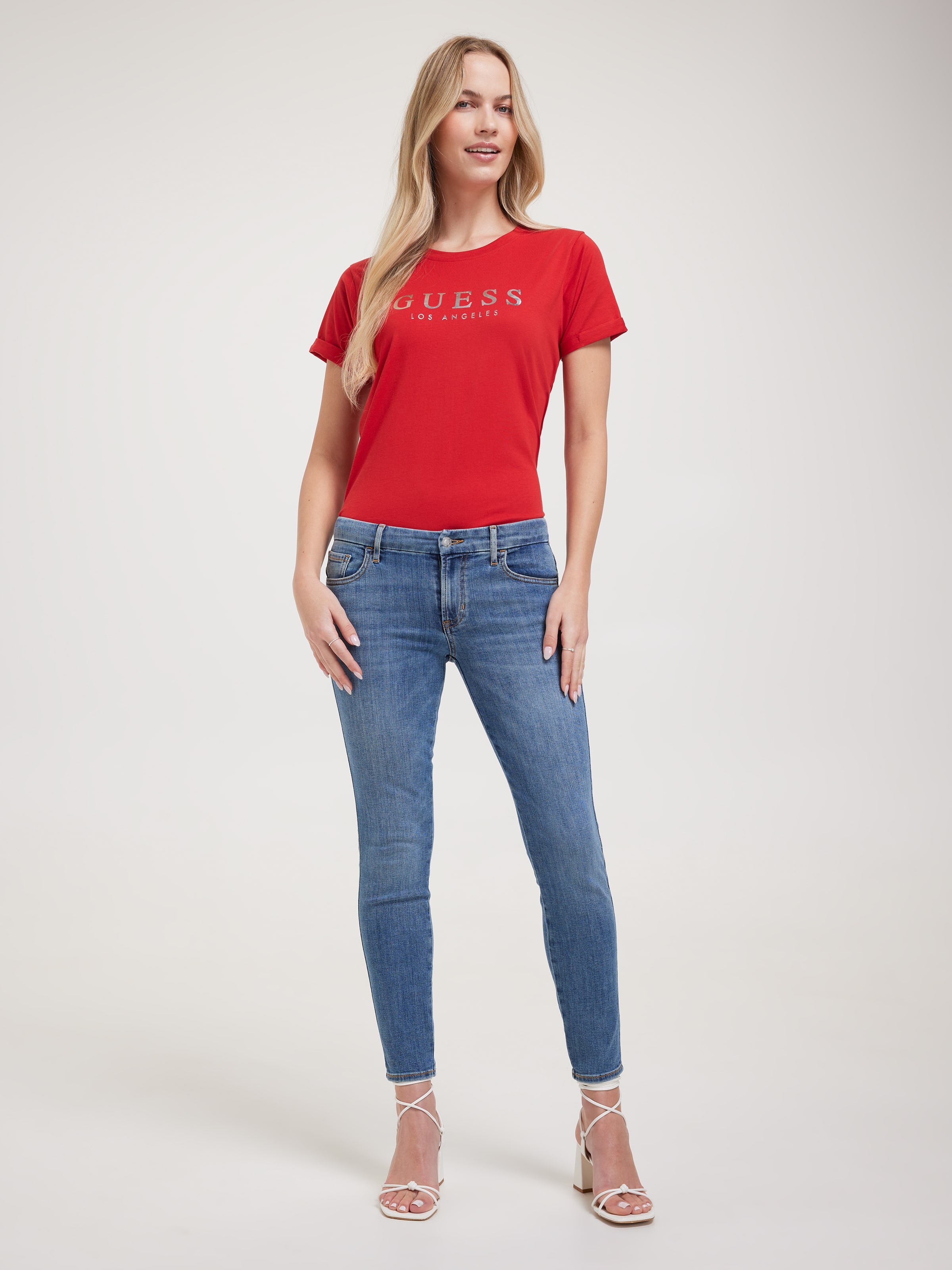 Rolled Up Tee In Hot Pepper Red