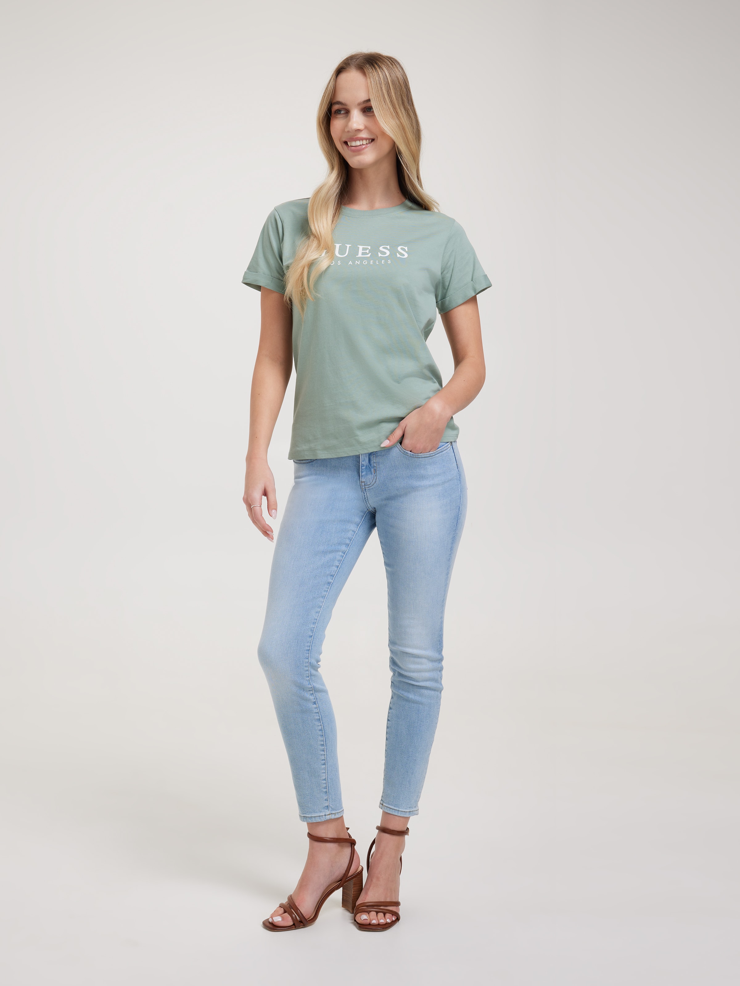 Rolled Up Tee In Malibu Sage