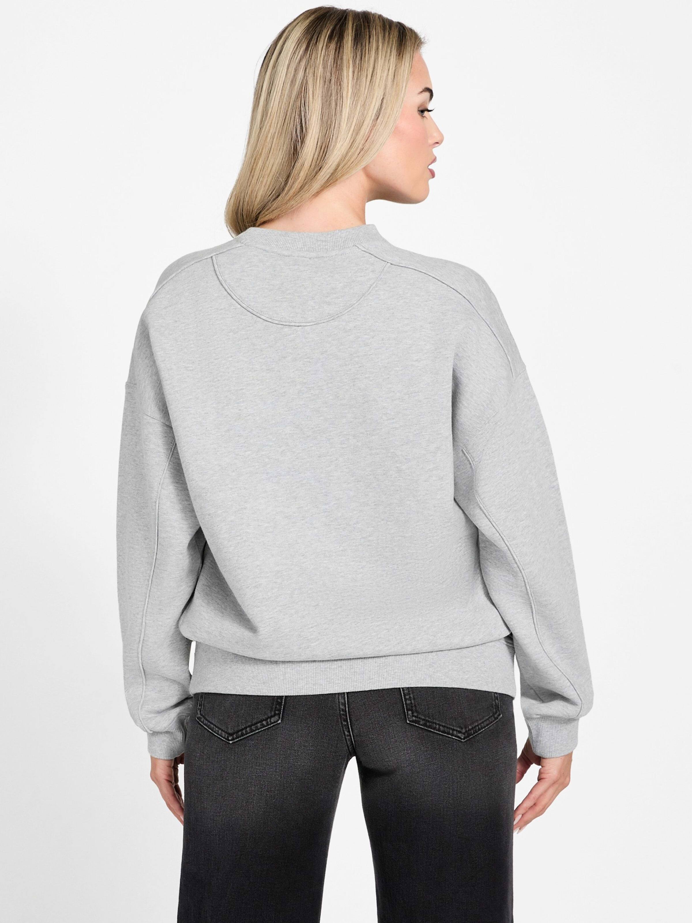 Long Sleeve Triangle Glitter Sweatshirt In Light Melange Grey