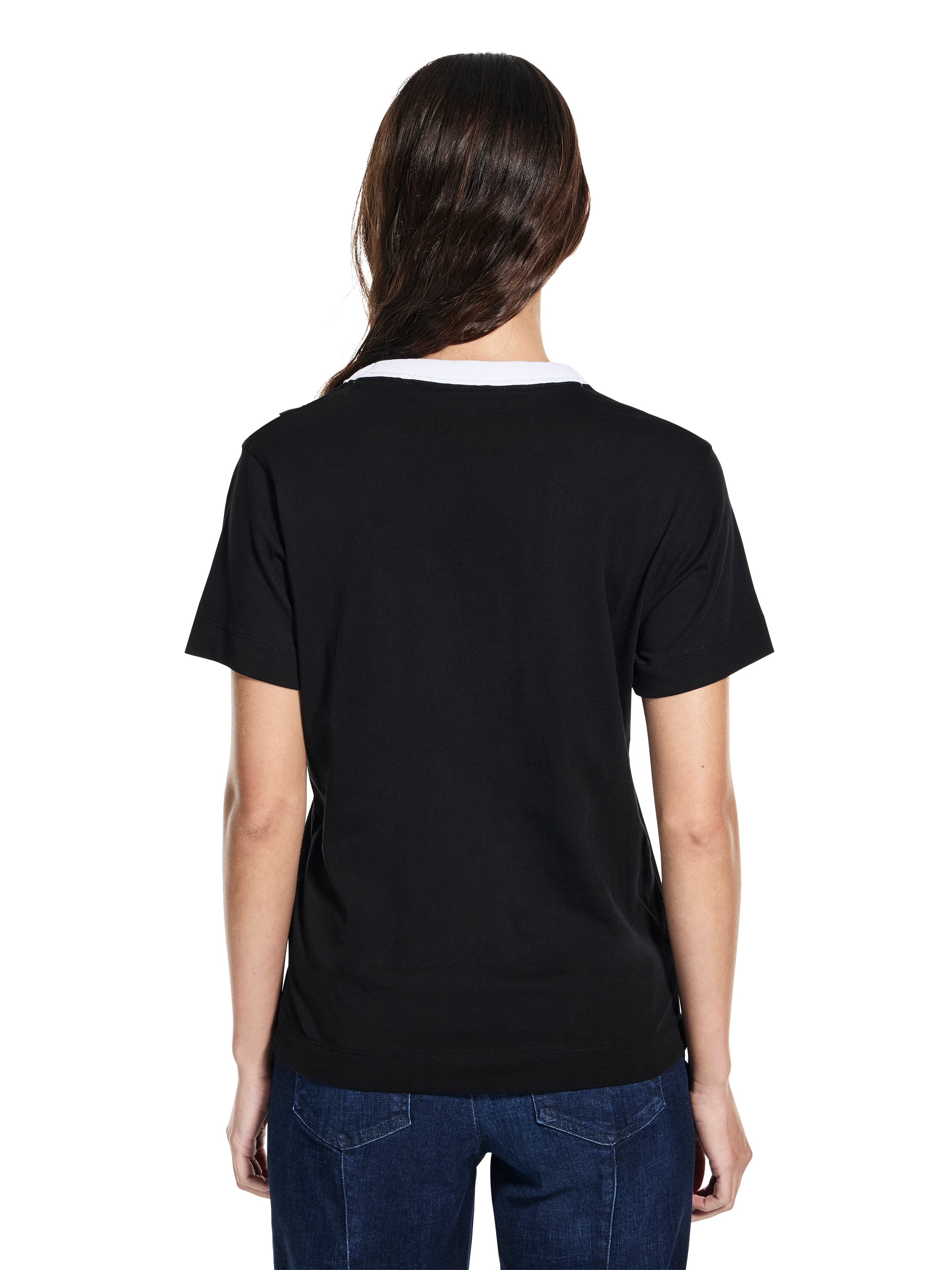 Short Sleeve College Tee In Jet Black