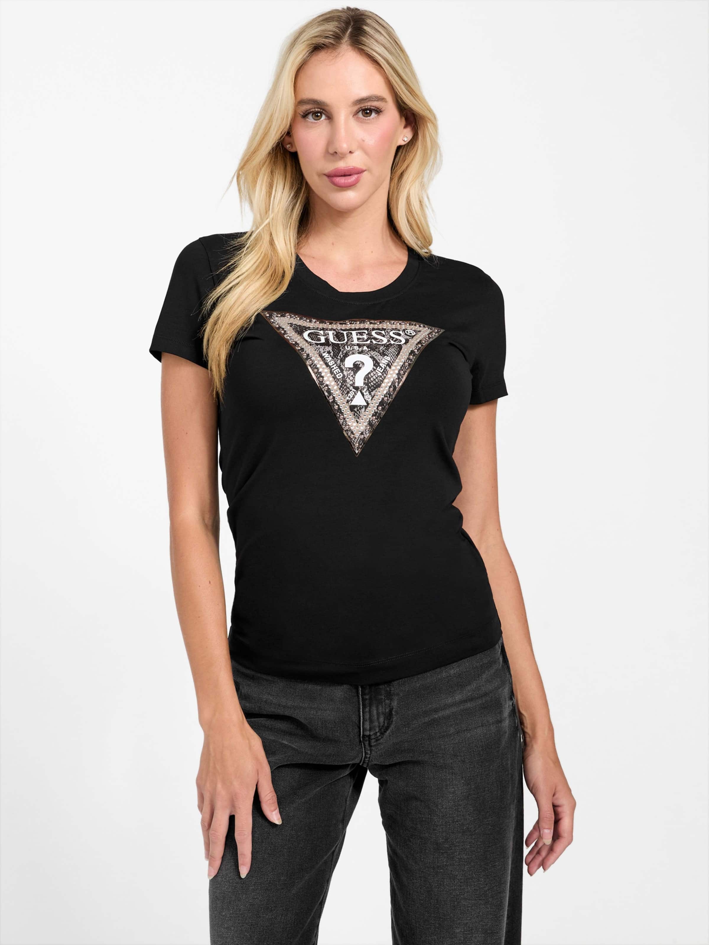 Short Sleeve Triangle Python Tee In Jet Black