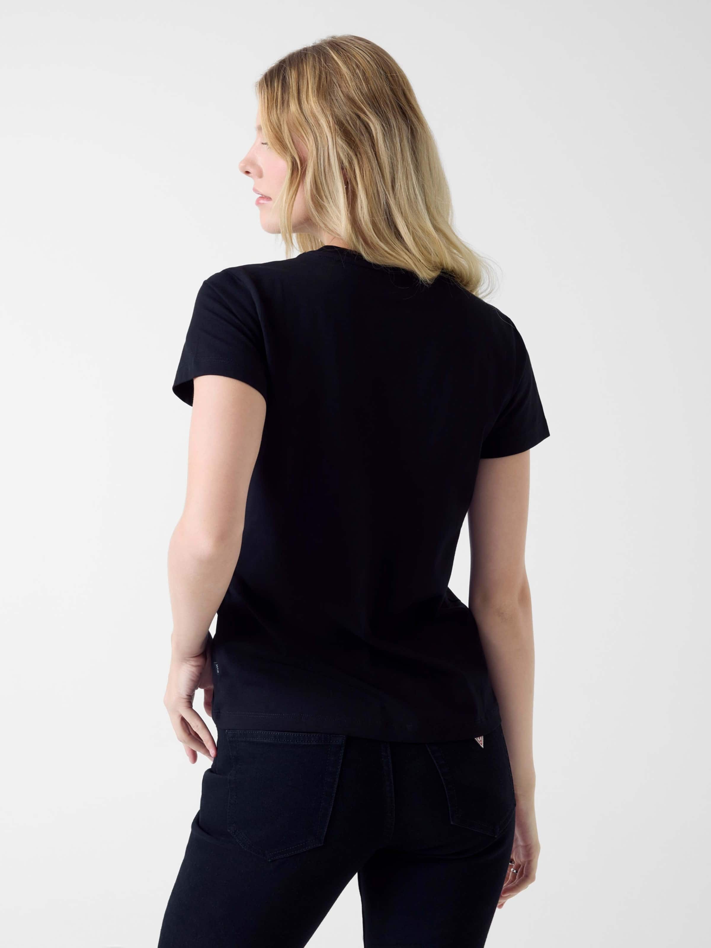 Jeans Short Sleeve Crew Neck Regular Star Embroidered Tee In Jet Black