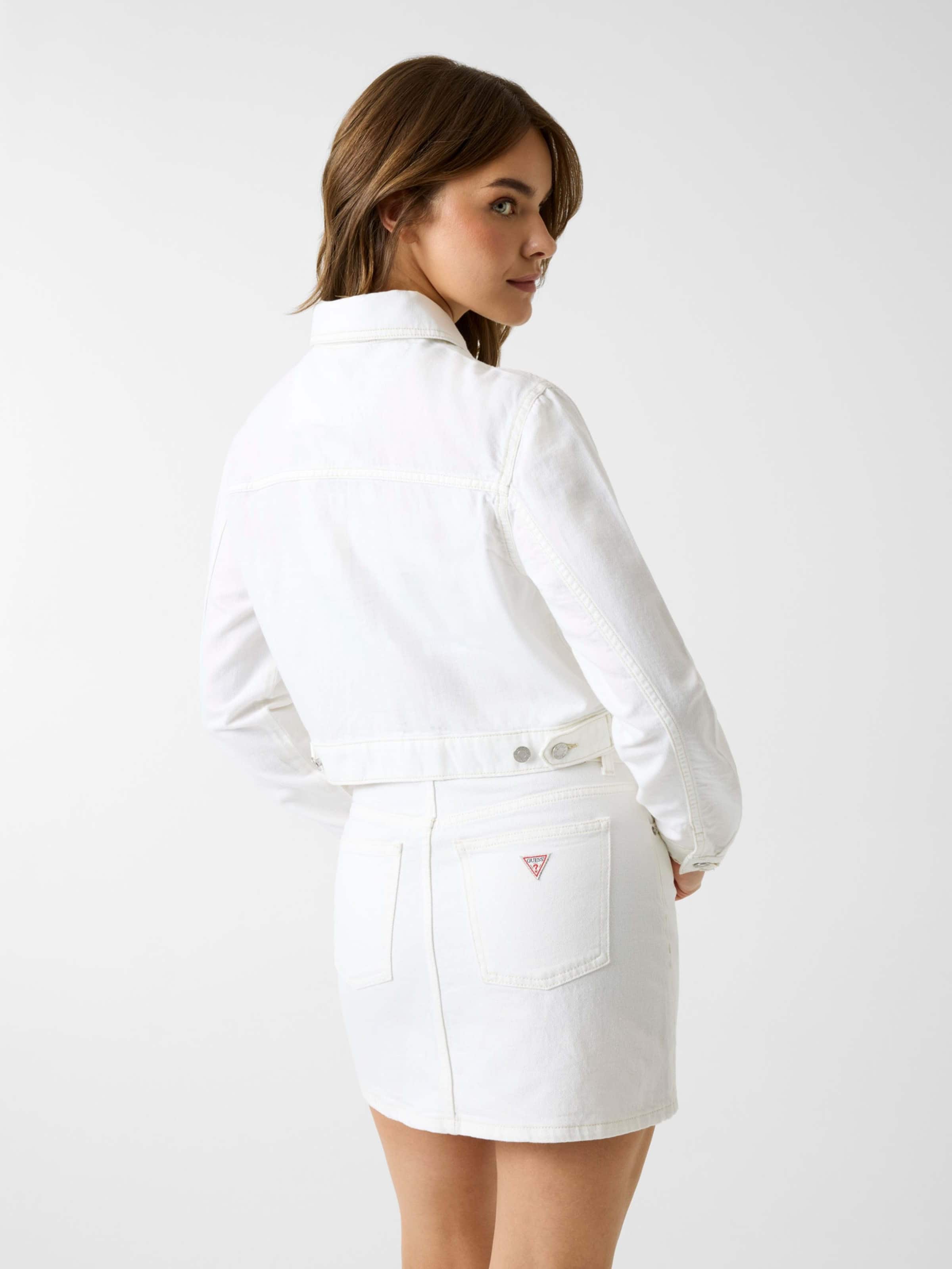 Jeans Cropped Zipped Trucker In Natural White