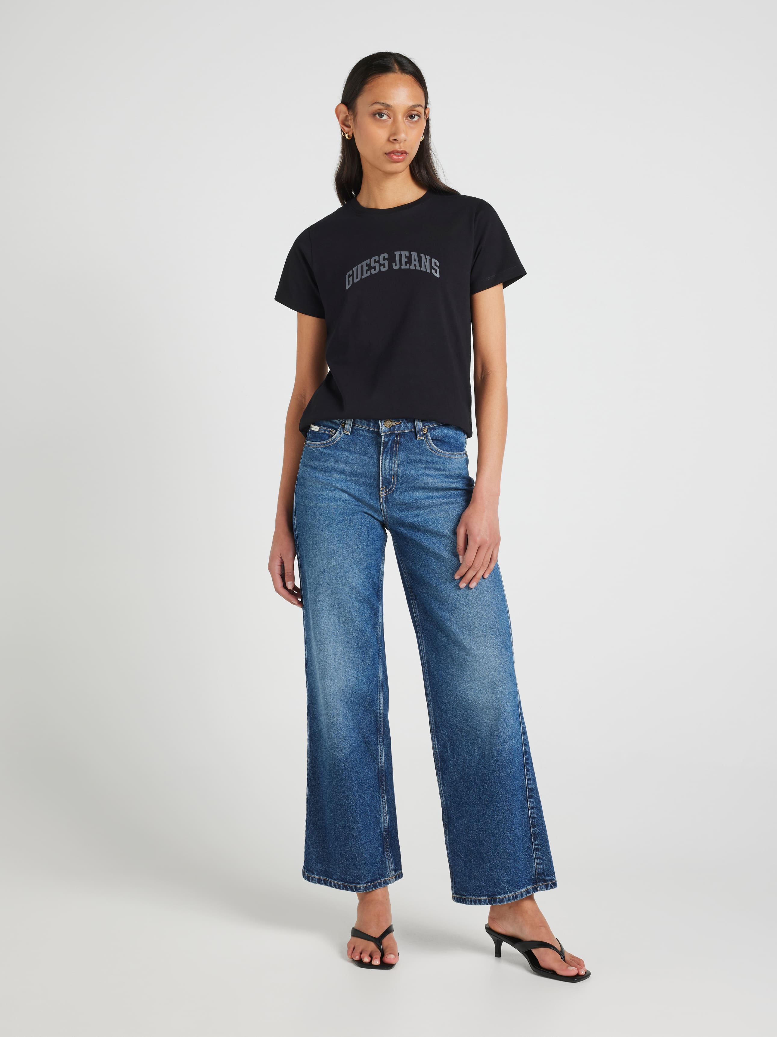 Jeans Tonal Print Tee In Jet Black