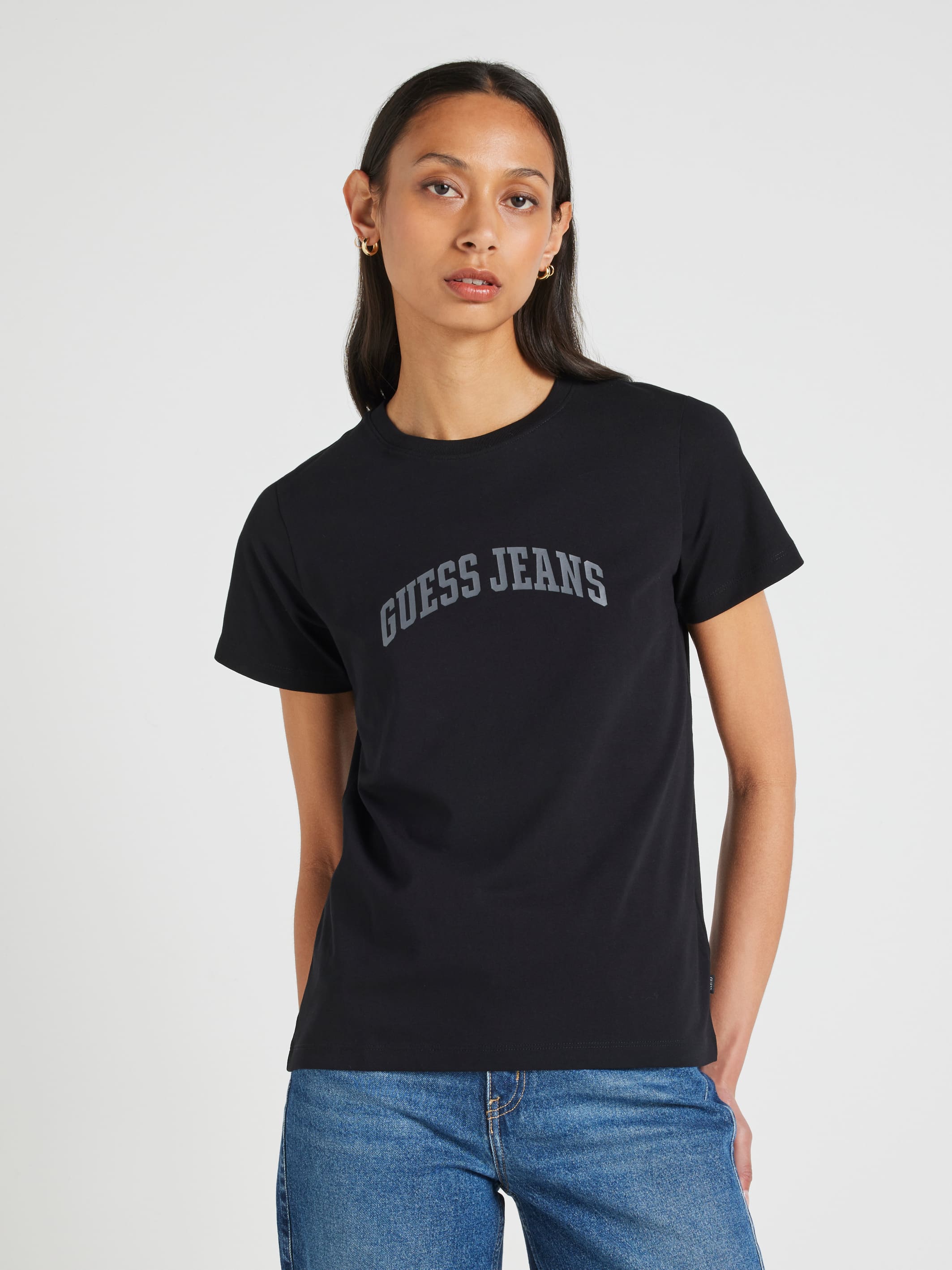 Jeans Tonal Print Tee In Jet Black