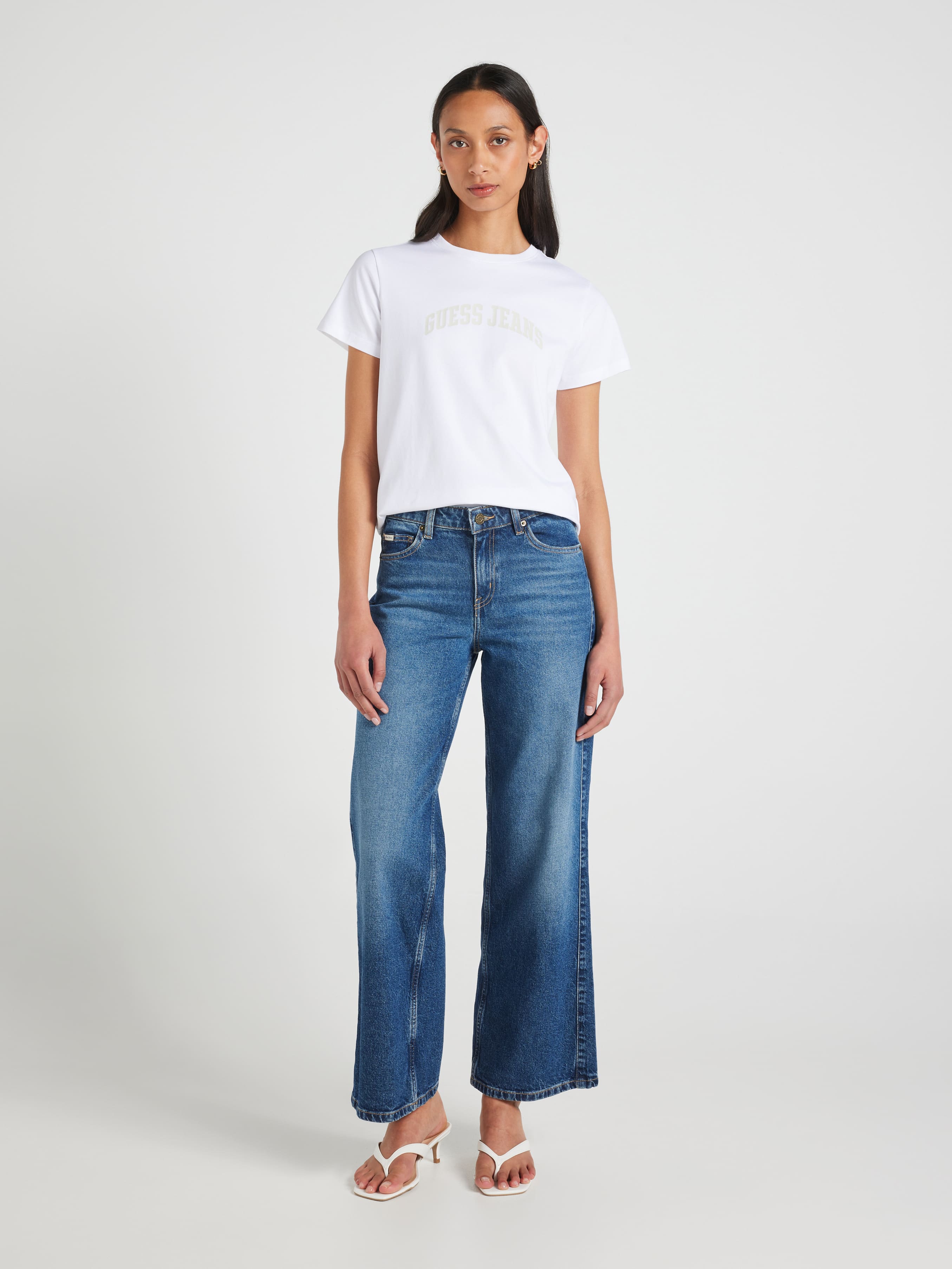 Jeans Tonal Print Tee In Pure White
