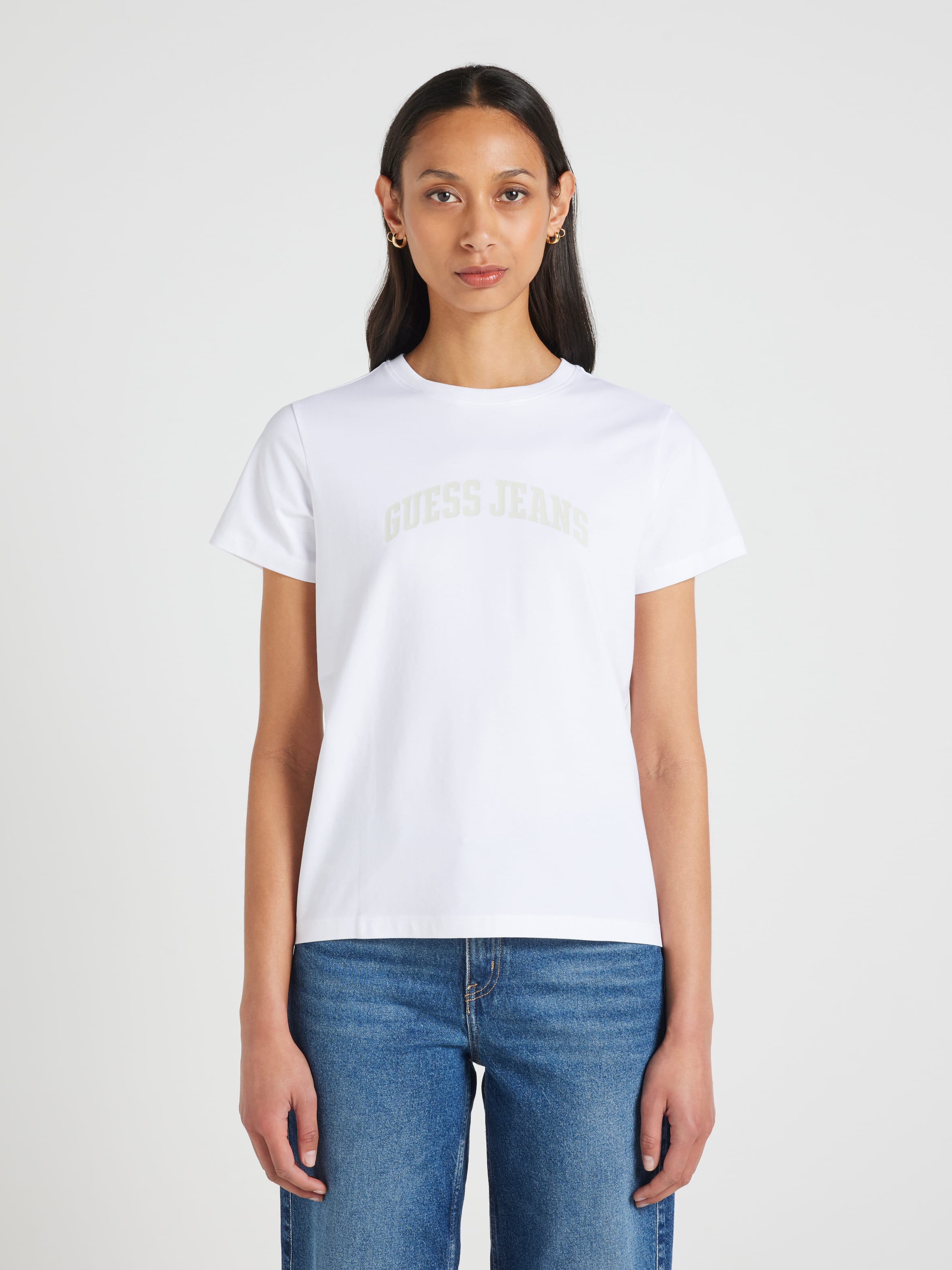 Jeans Tonal Print Tee In Pure White