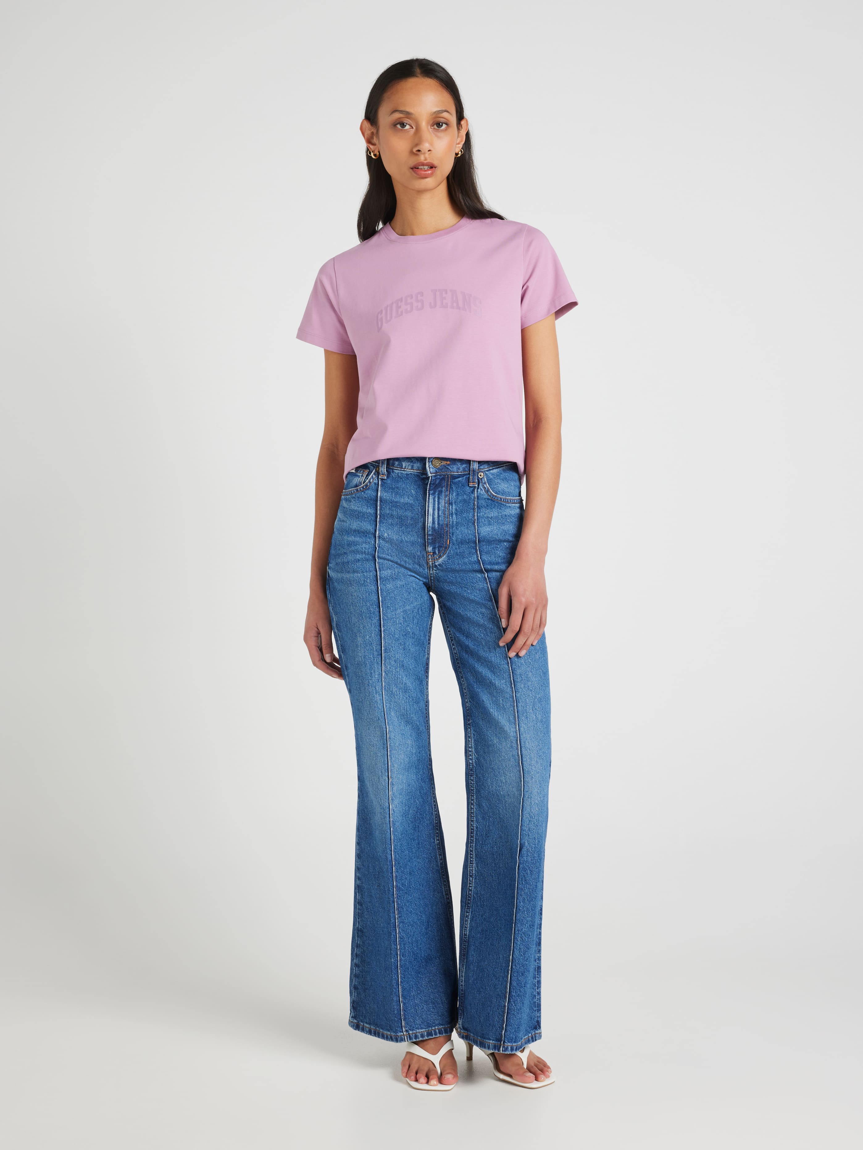 Jeans Tonal Print Tee In Violet Orchid