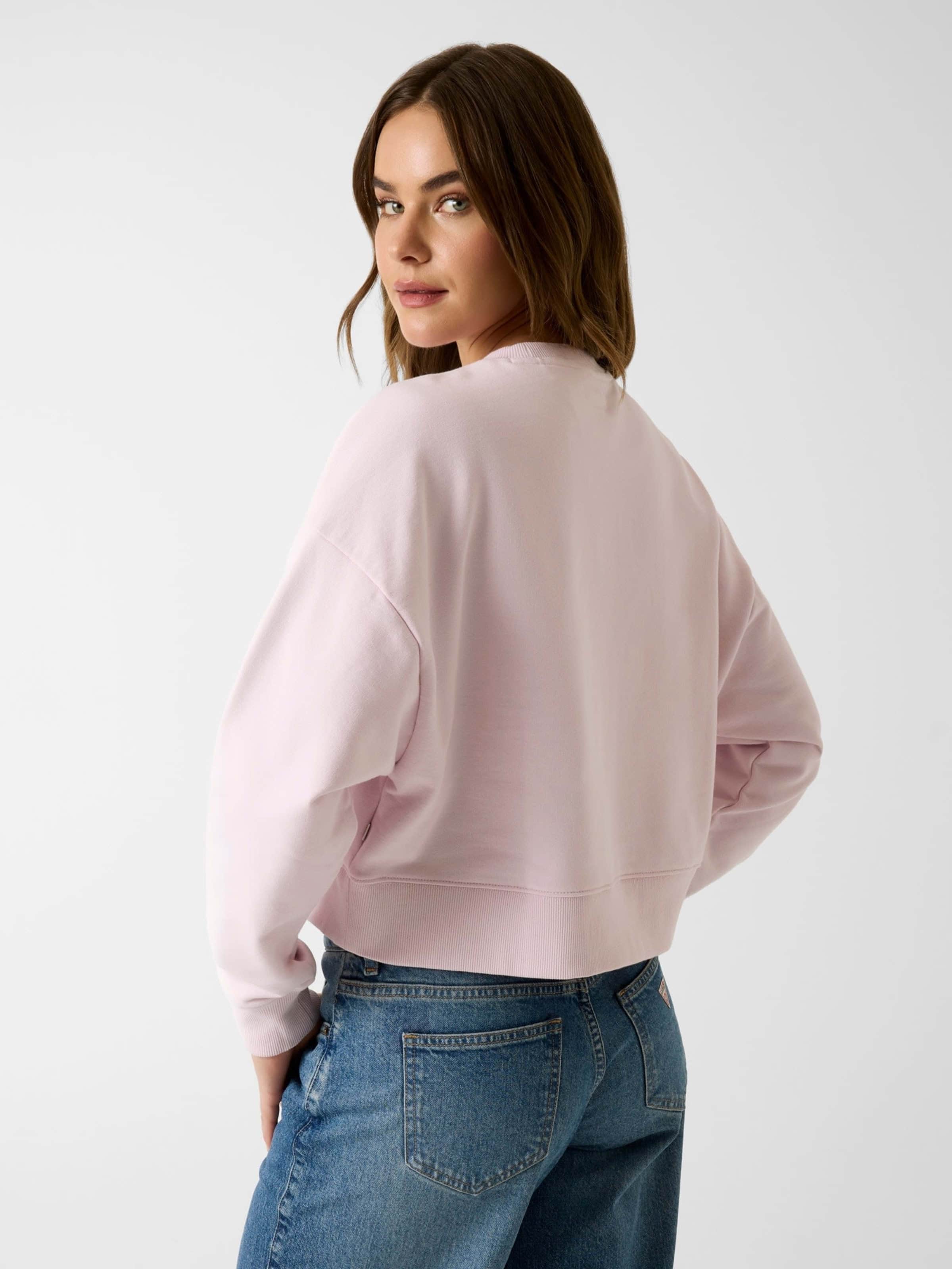 Jeans Drop Shoulder Crop Sweat In Lilac