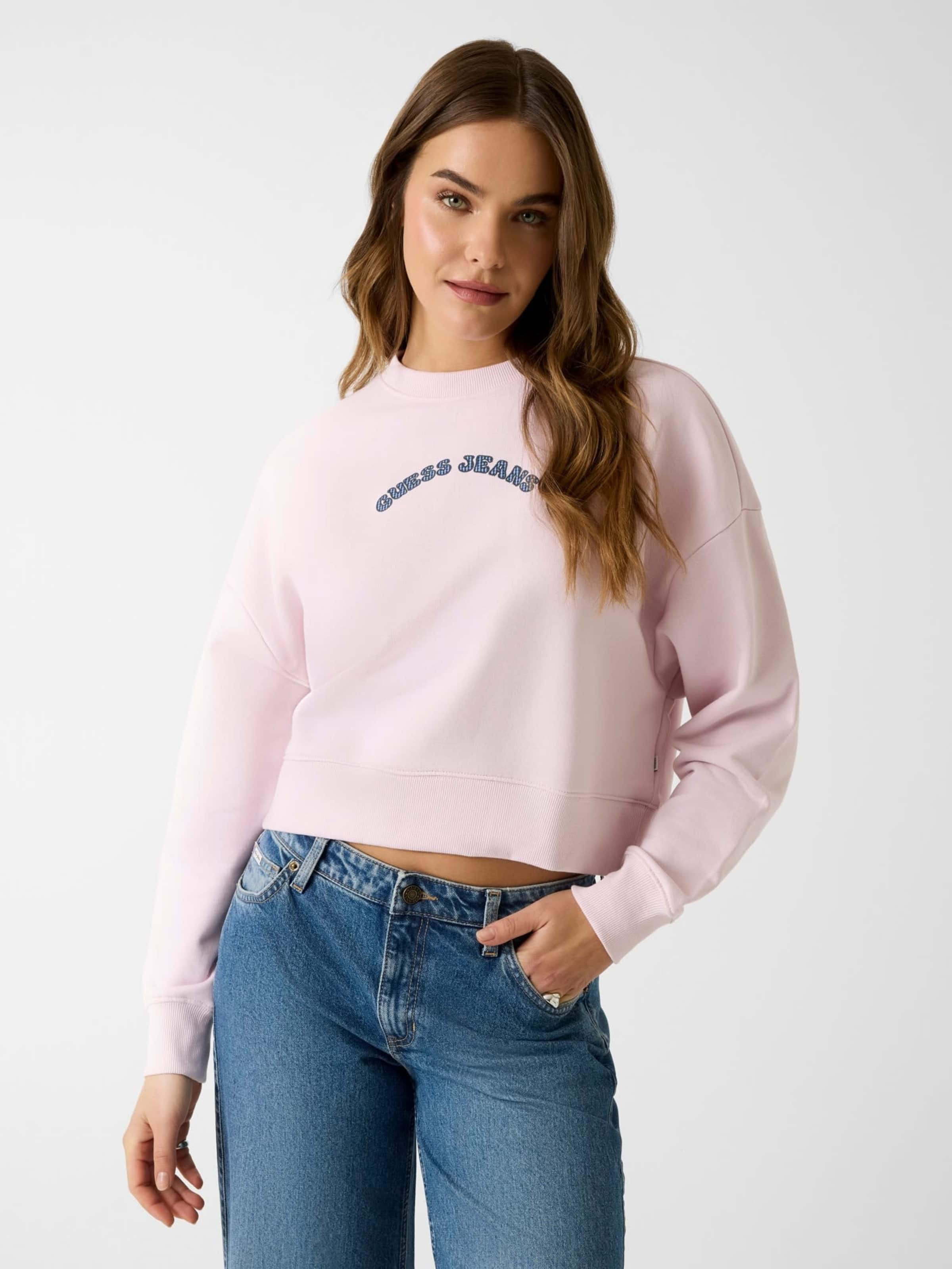 Jeans Drop Shoulder Crop Sweat In Lilac
