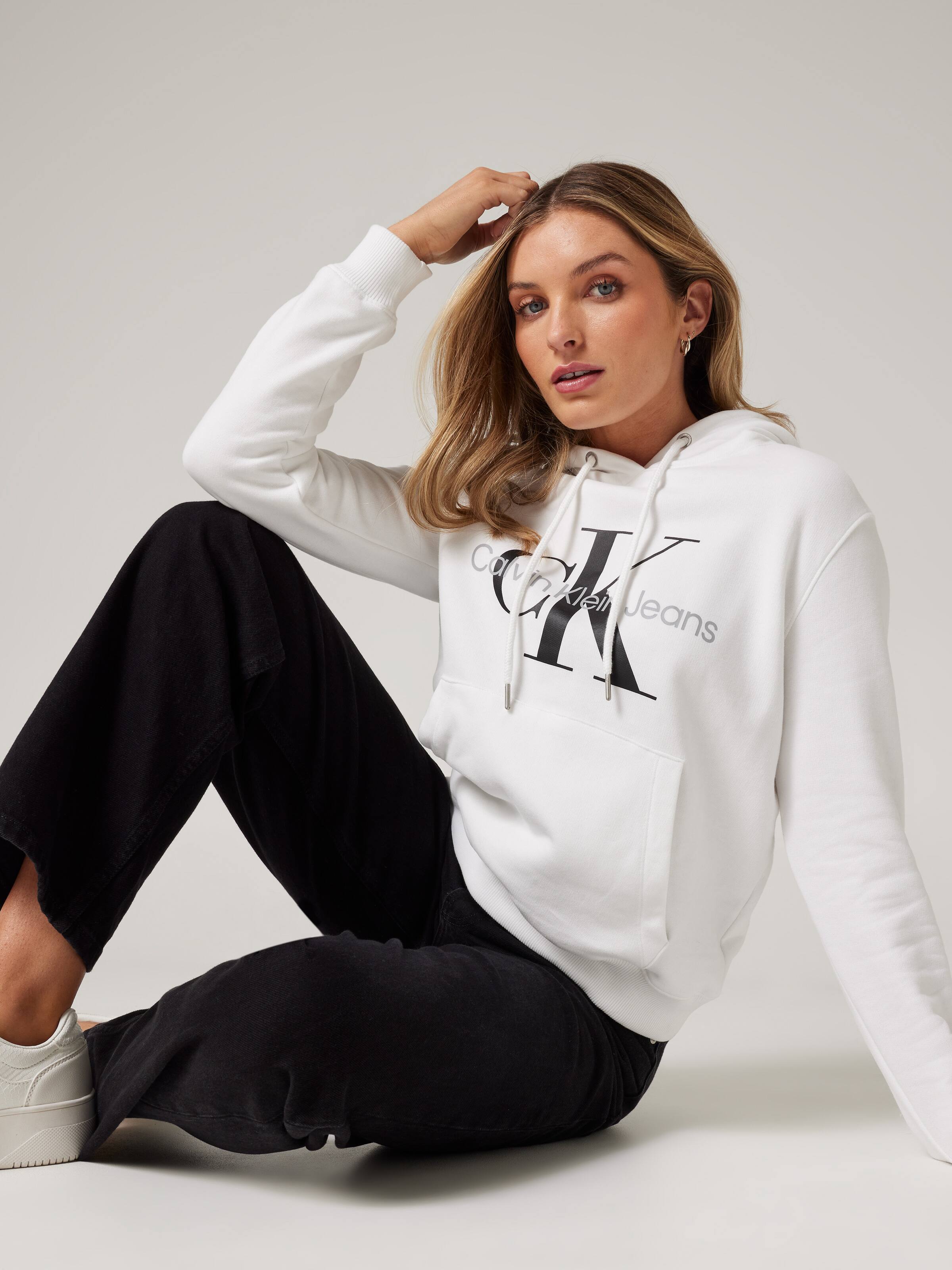 White calvin klein hoodie women's Clearance