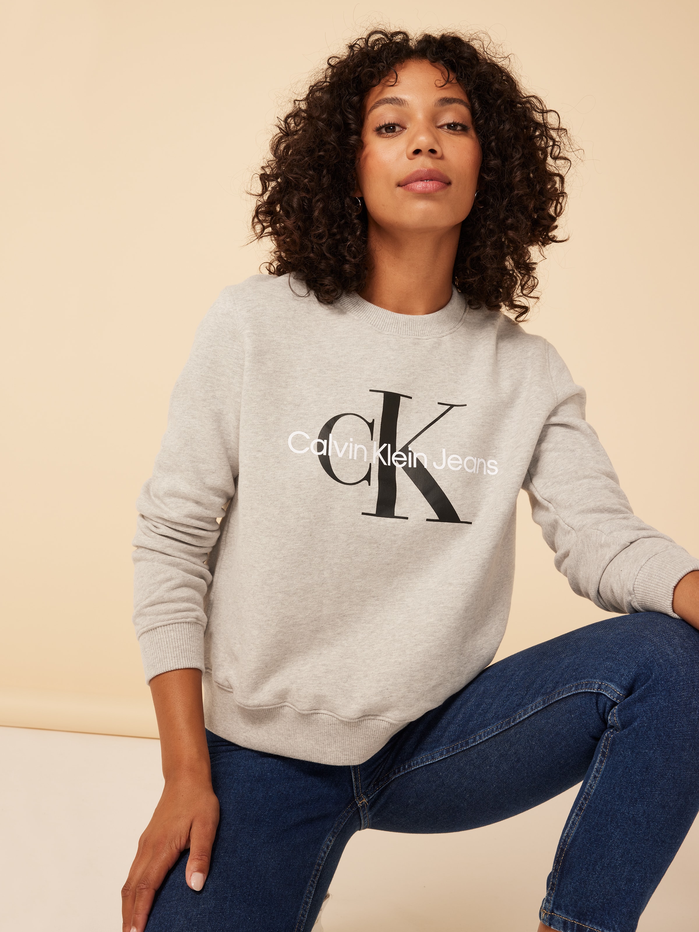 Grey calvin klein sweatshirt hot sale womens