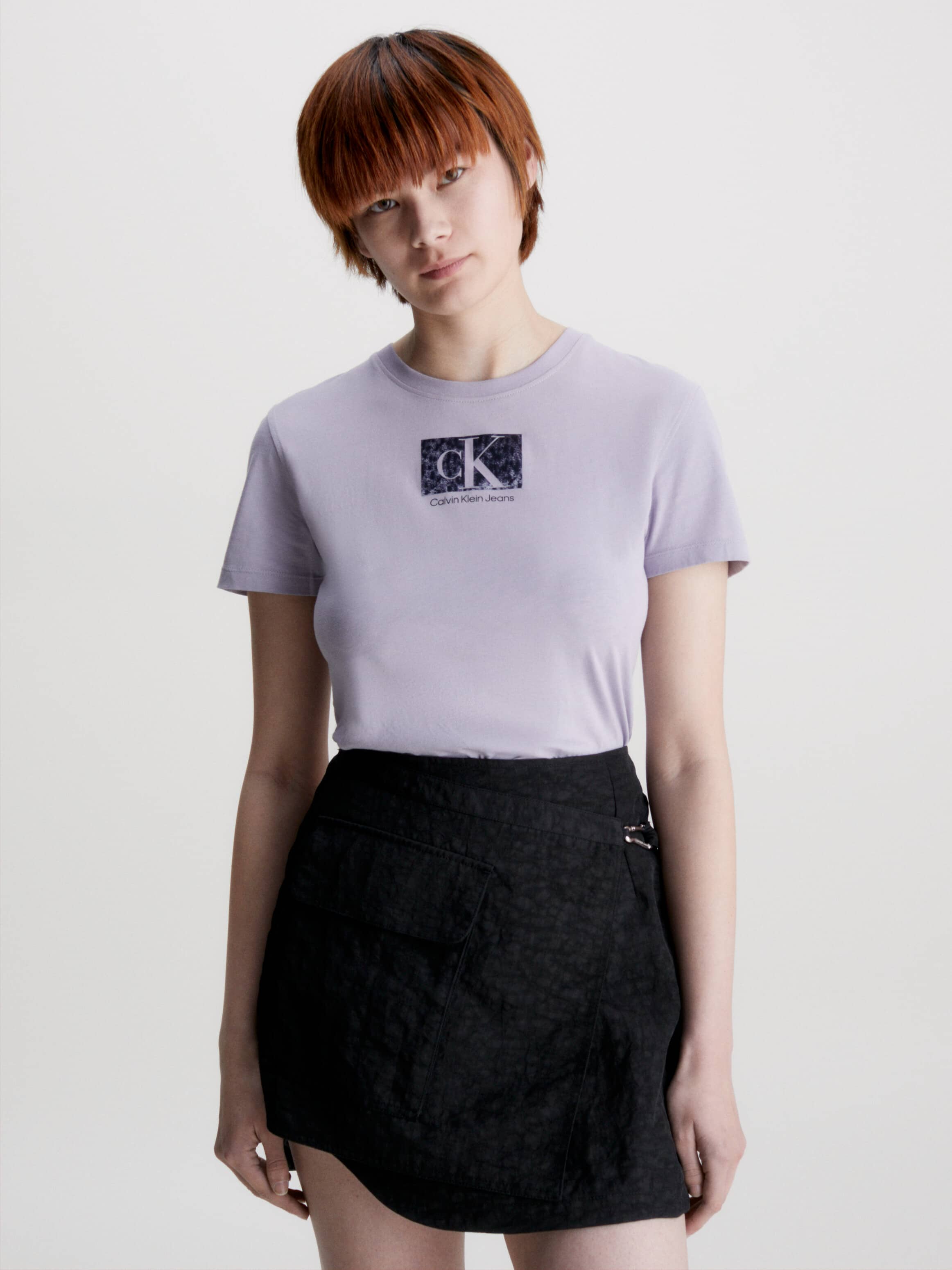 Printed Box Slim Tee In Lavender Aura