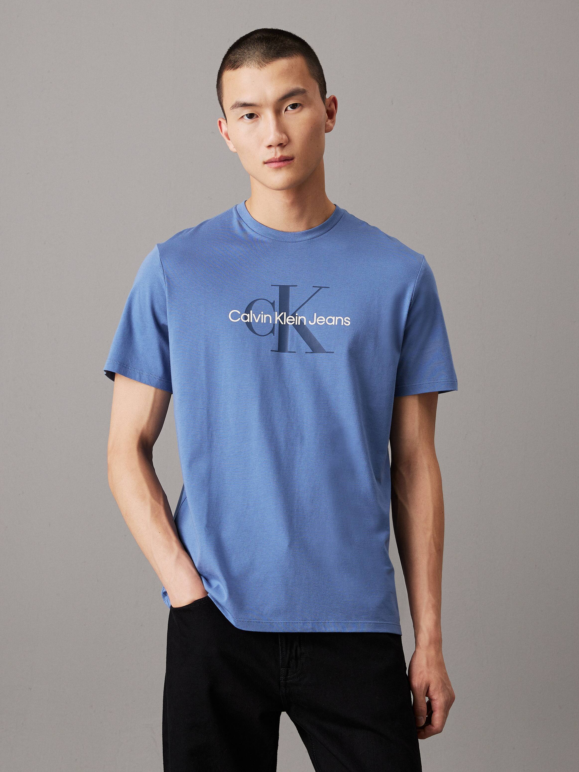 Hero Short Sleeves Monogram Tee 30S In Blue Horizon