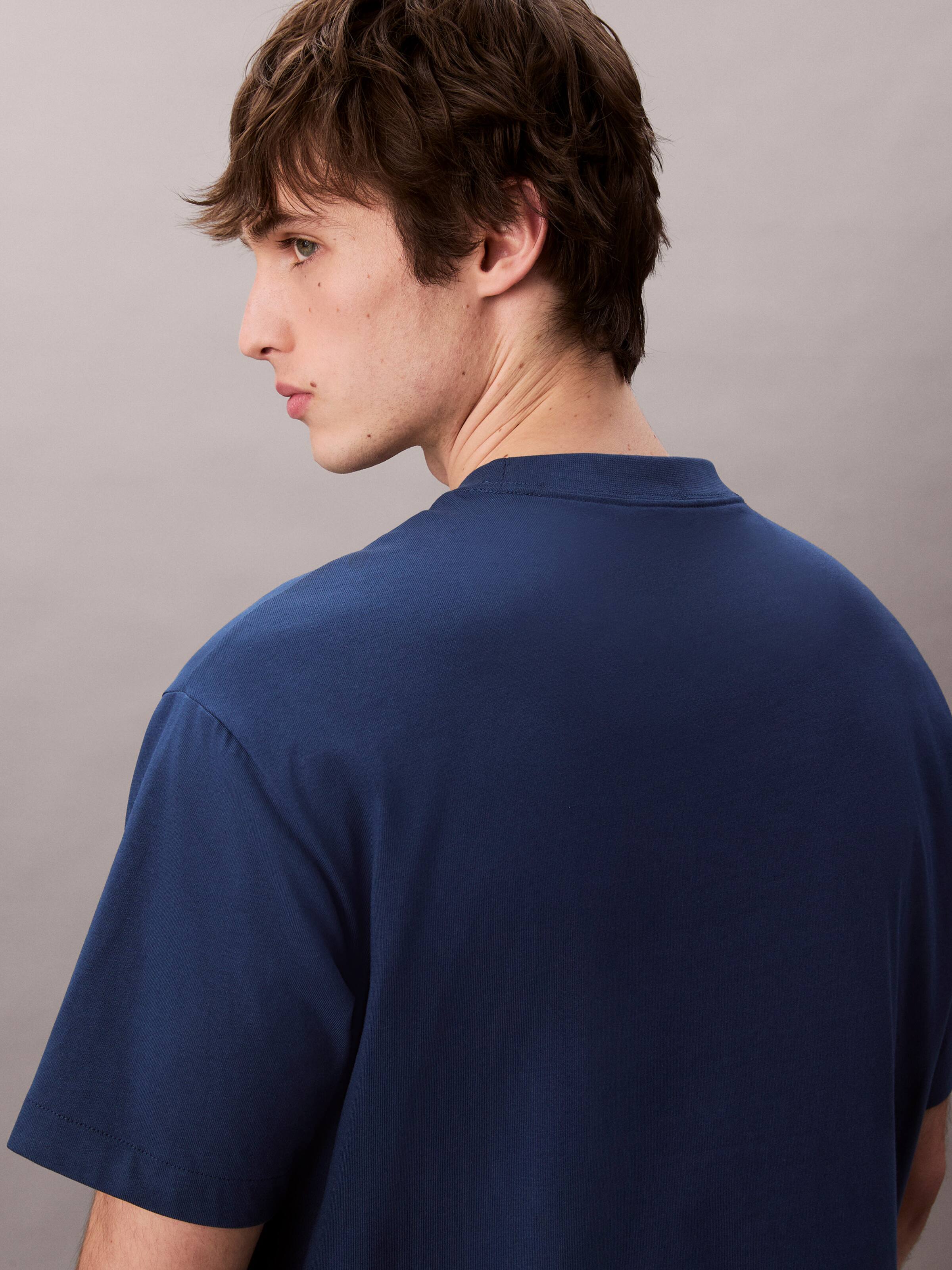 Archive Logo Crewneck Tee In Blue Jean