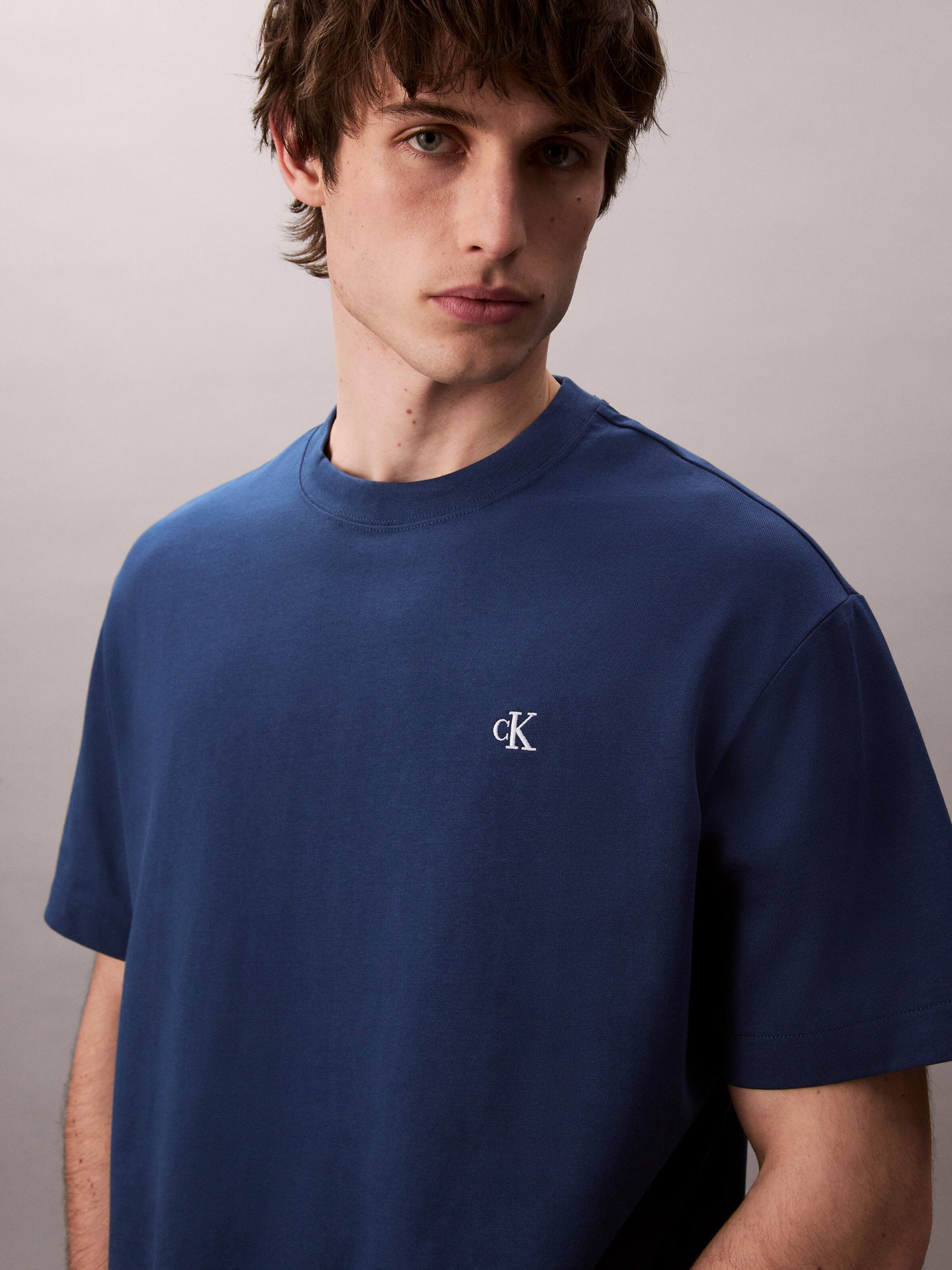 Archive Logo Crewneck Tee In Blue Jean