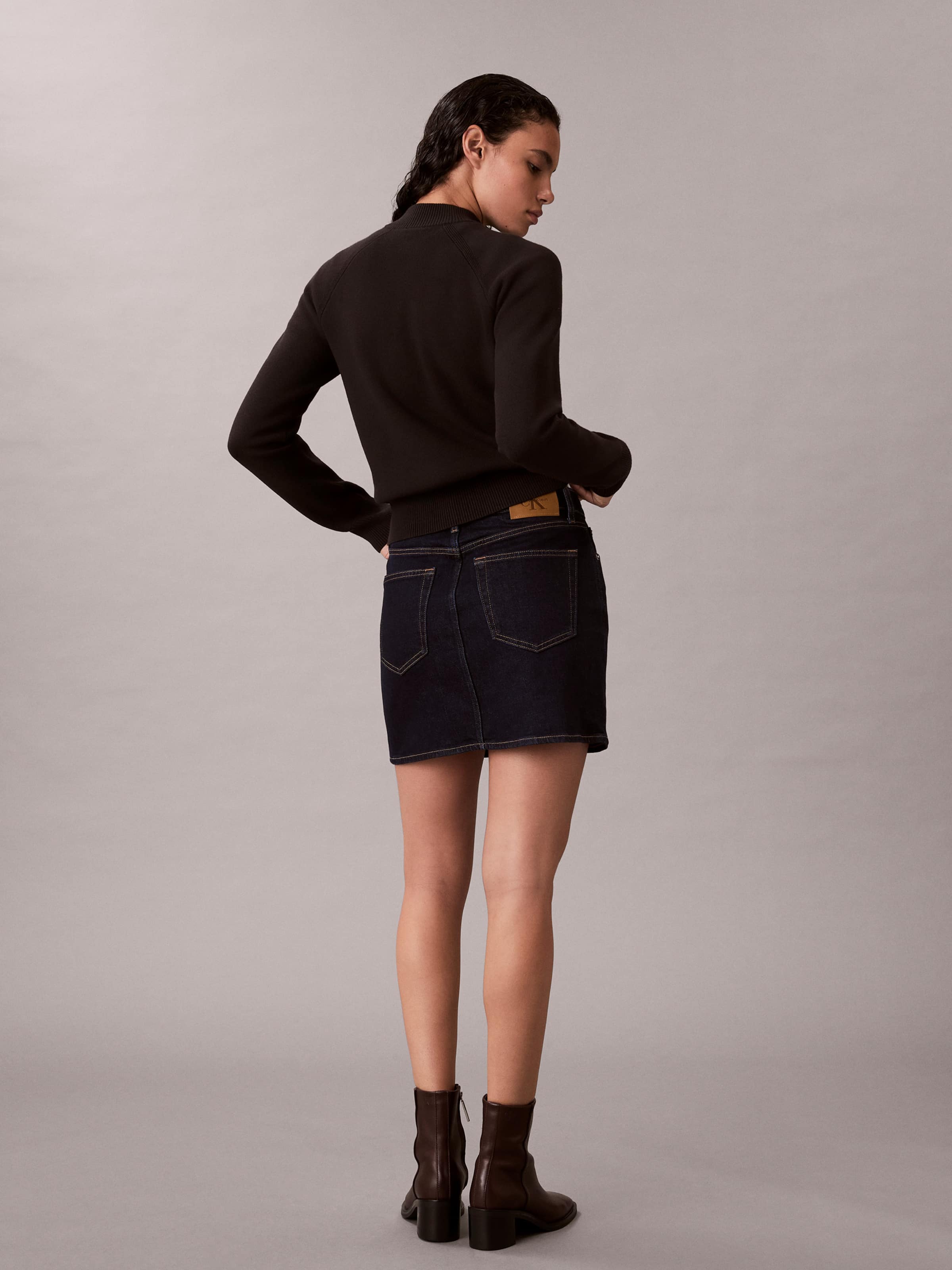 Denim Mini Skirt In Classic Rinse