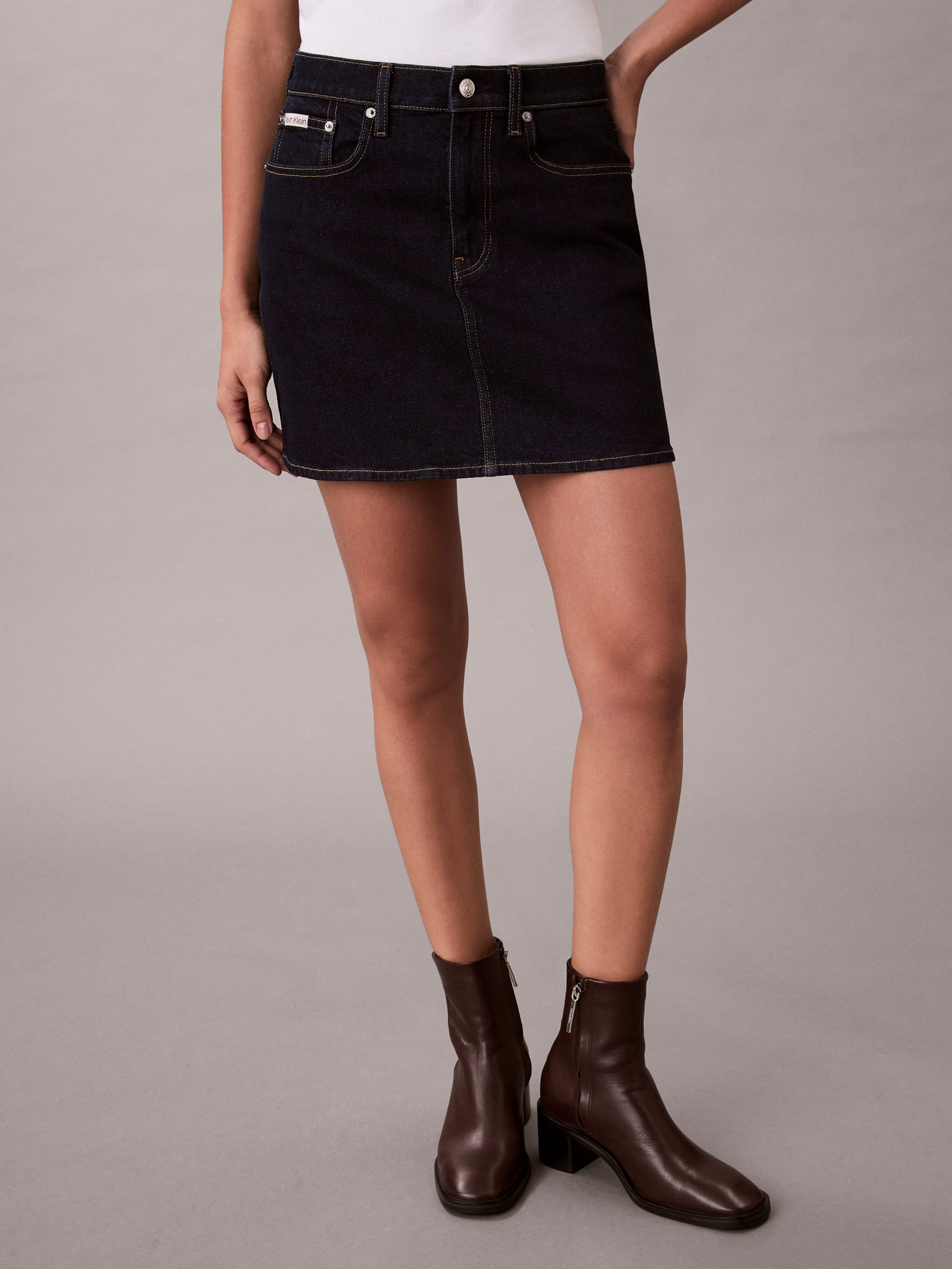 Denim Mini Skirt In Classic Rinse