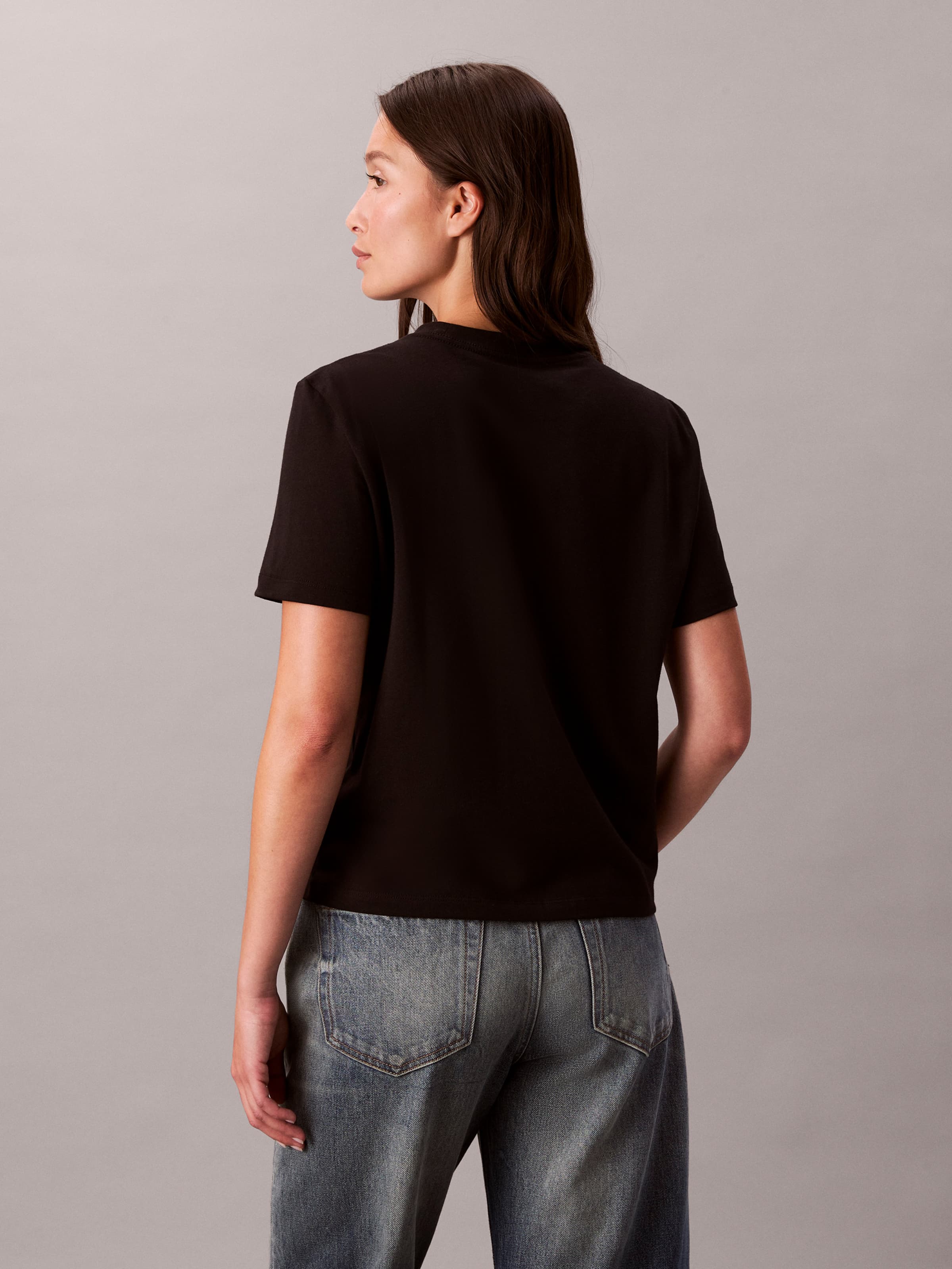 Script Glitter Slim Tee In Black