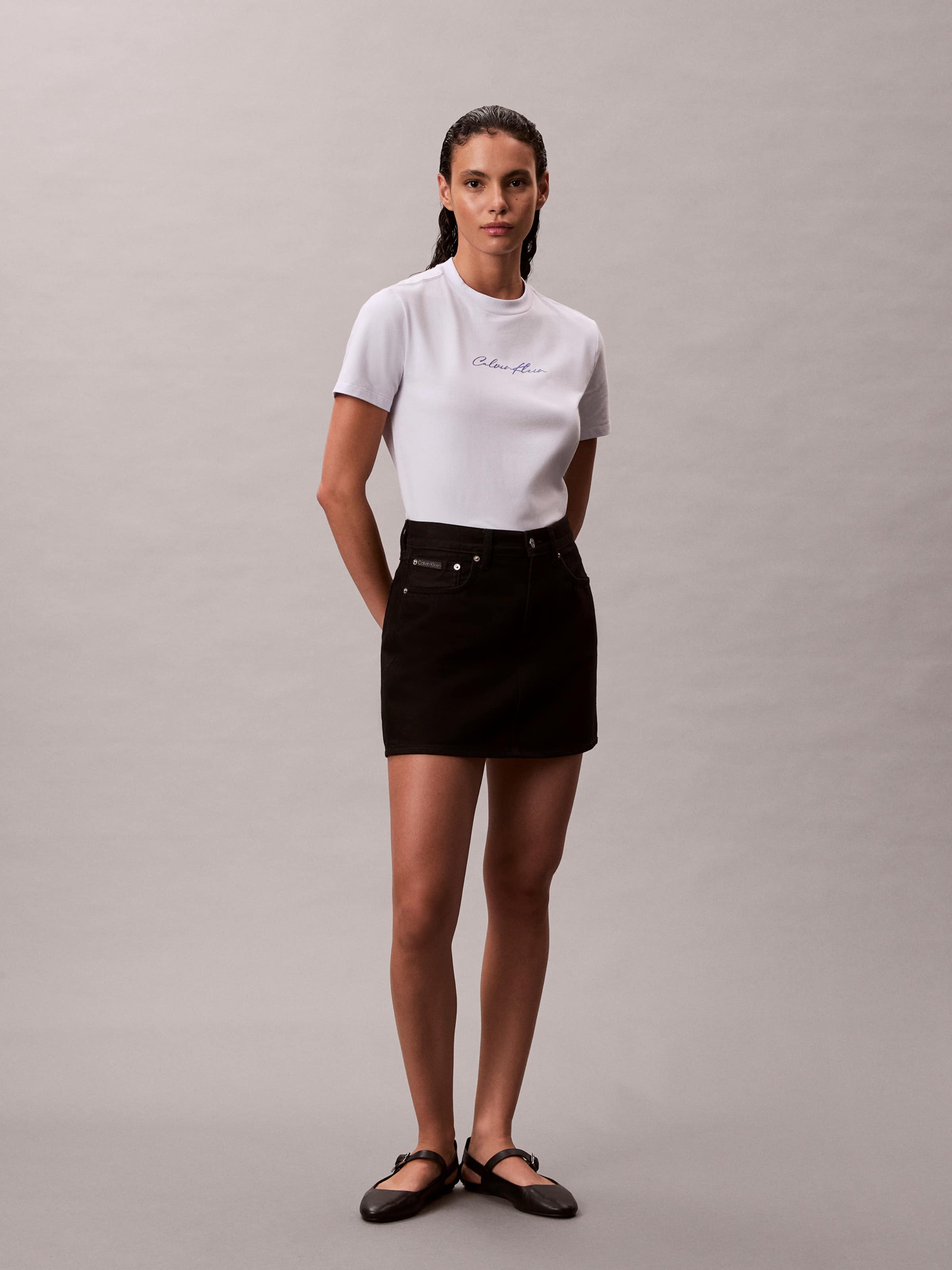 Script Glitter Slim Tee In Lacey Lilac