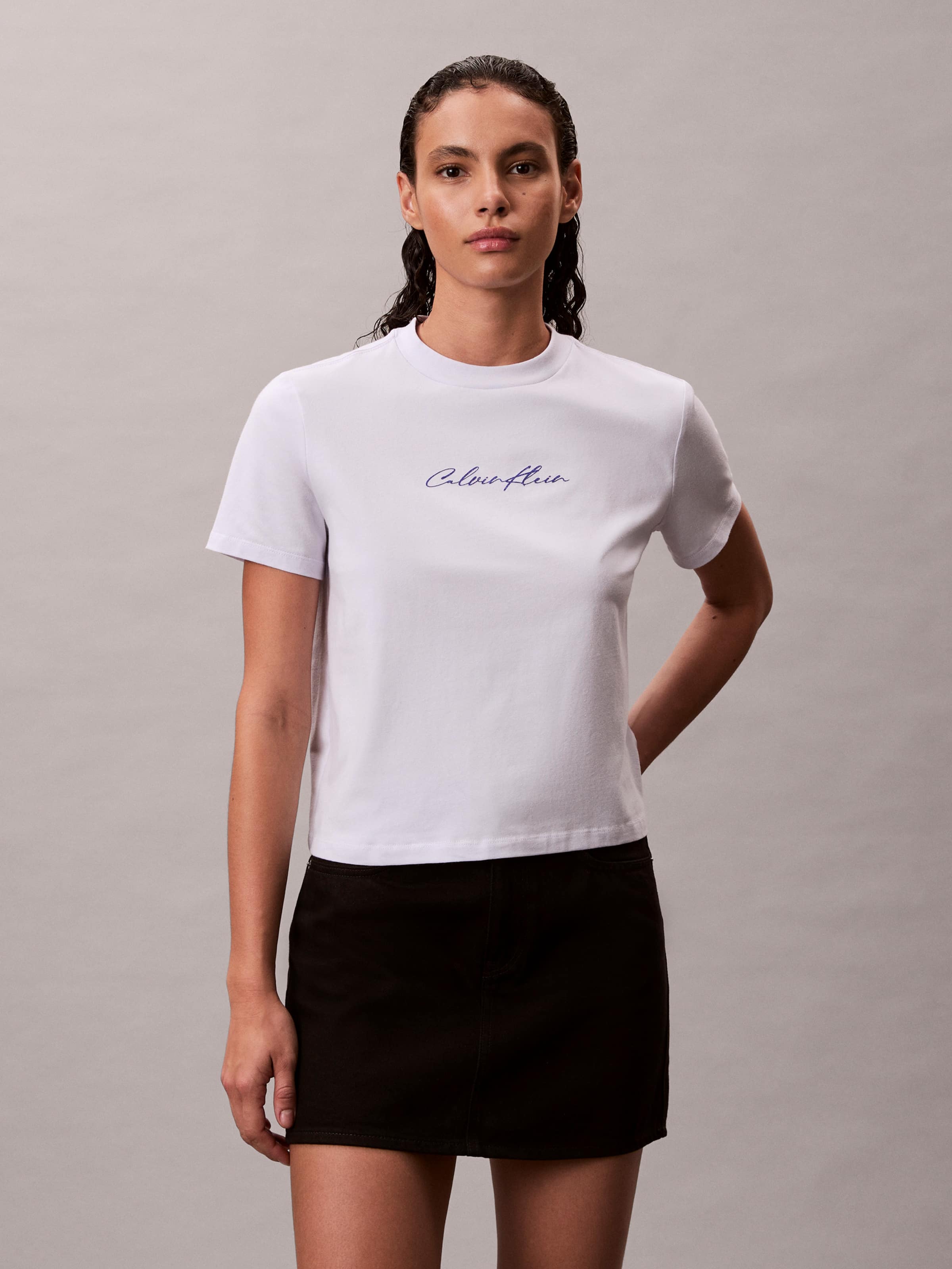 Script Glitter Slim Tee In Lacey Lilac