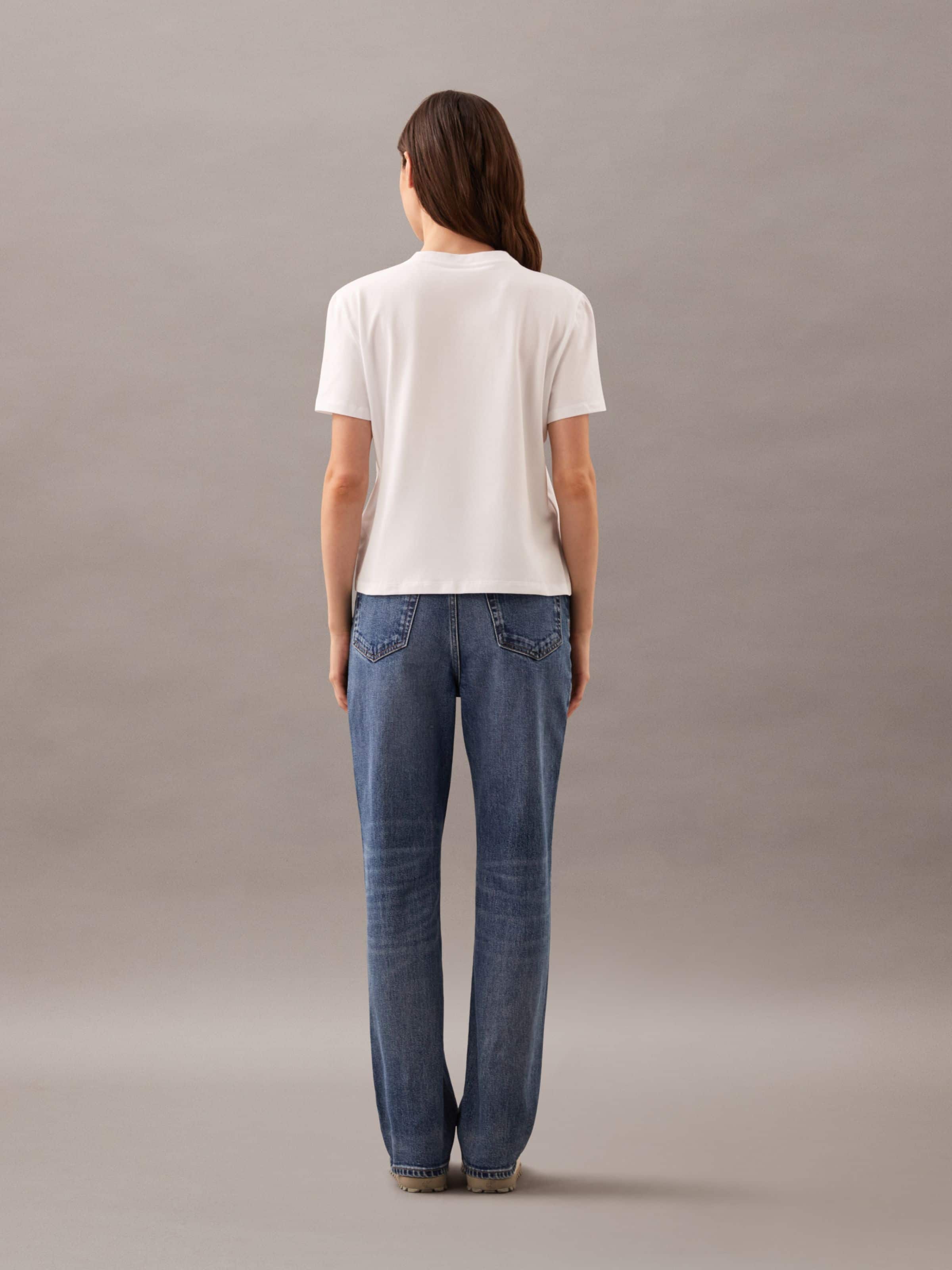 Script Glitter Slim Tee In Brilliant White