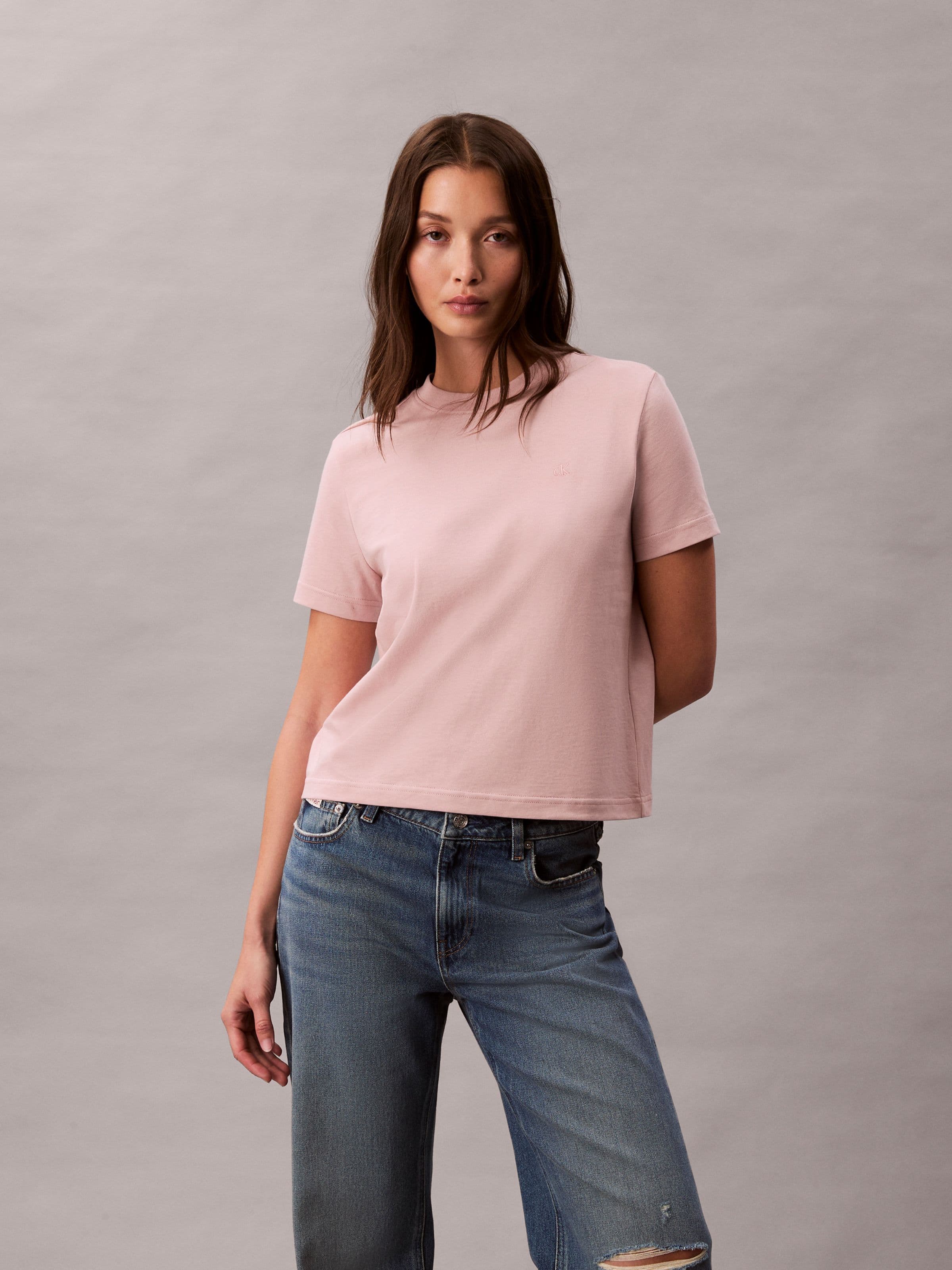 Archive Logo Crewneck Tee In Pale Mauve