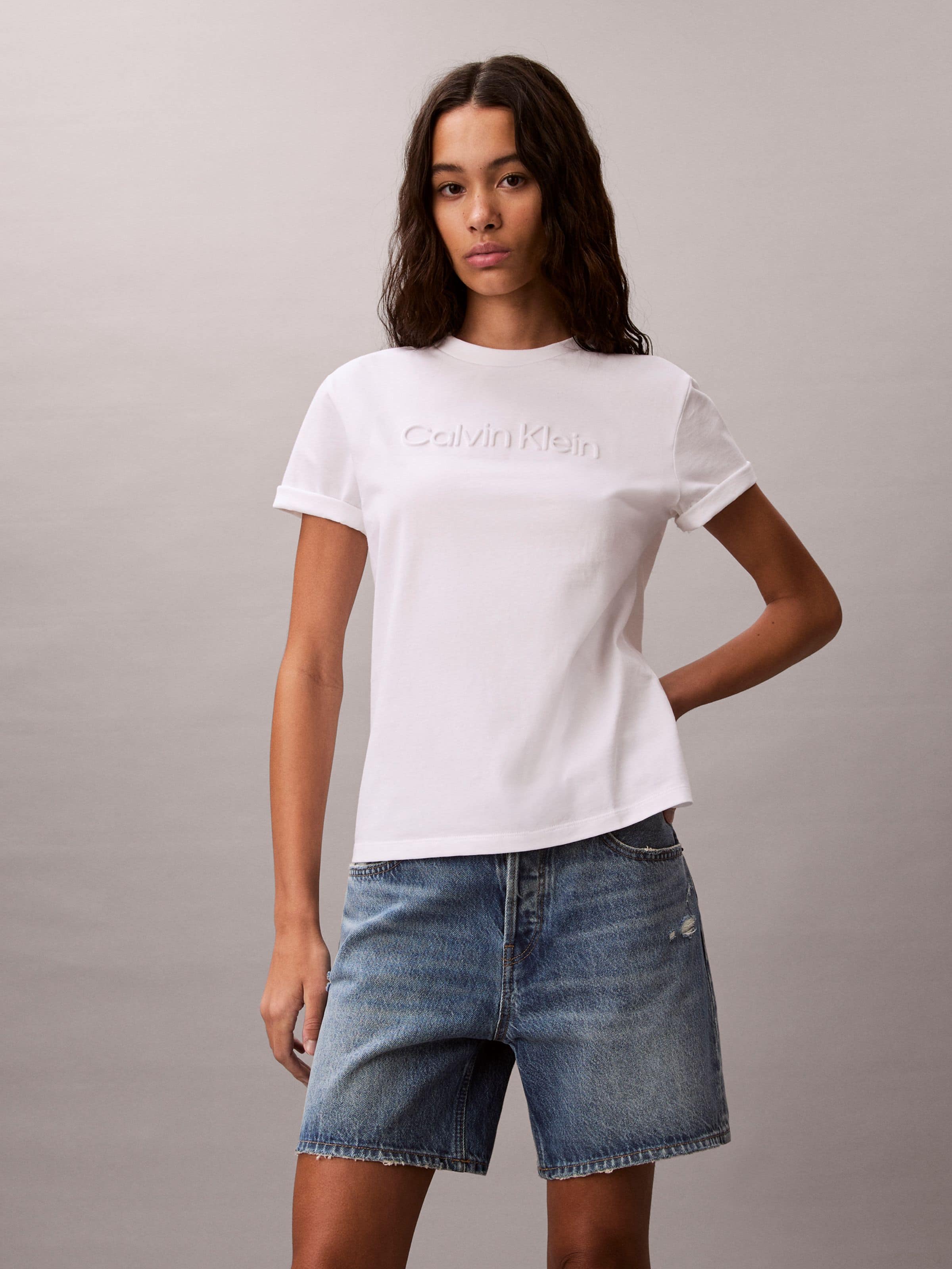 Classic Embossed Logo Tee In White