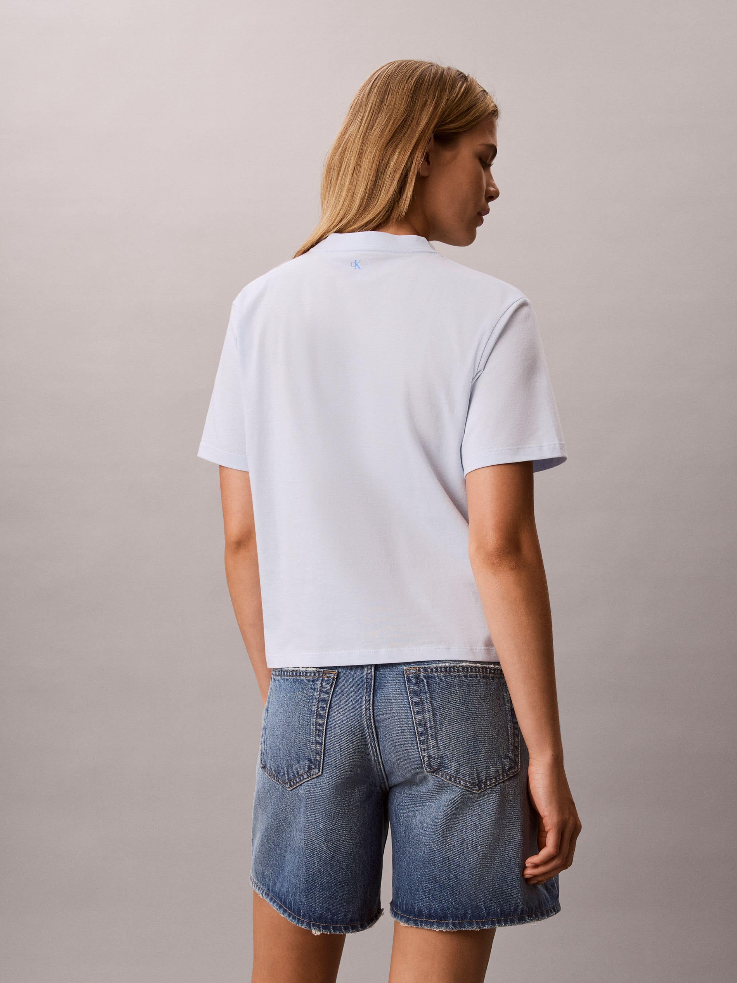 Boxy Logo Graphic Tee In Blue Dream