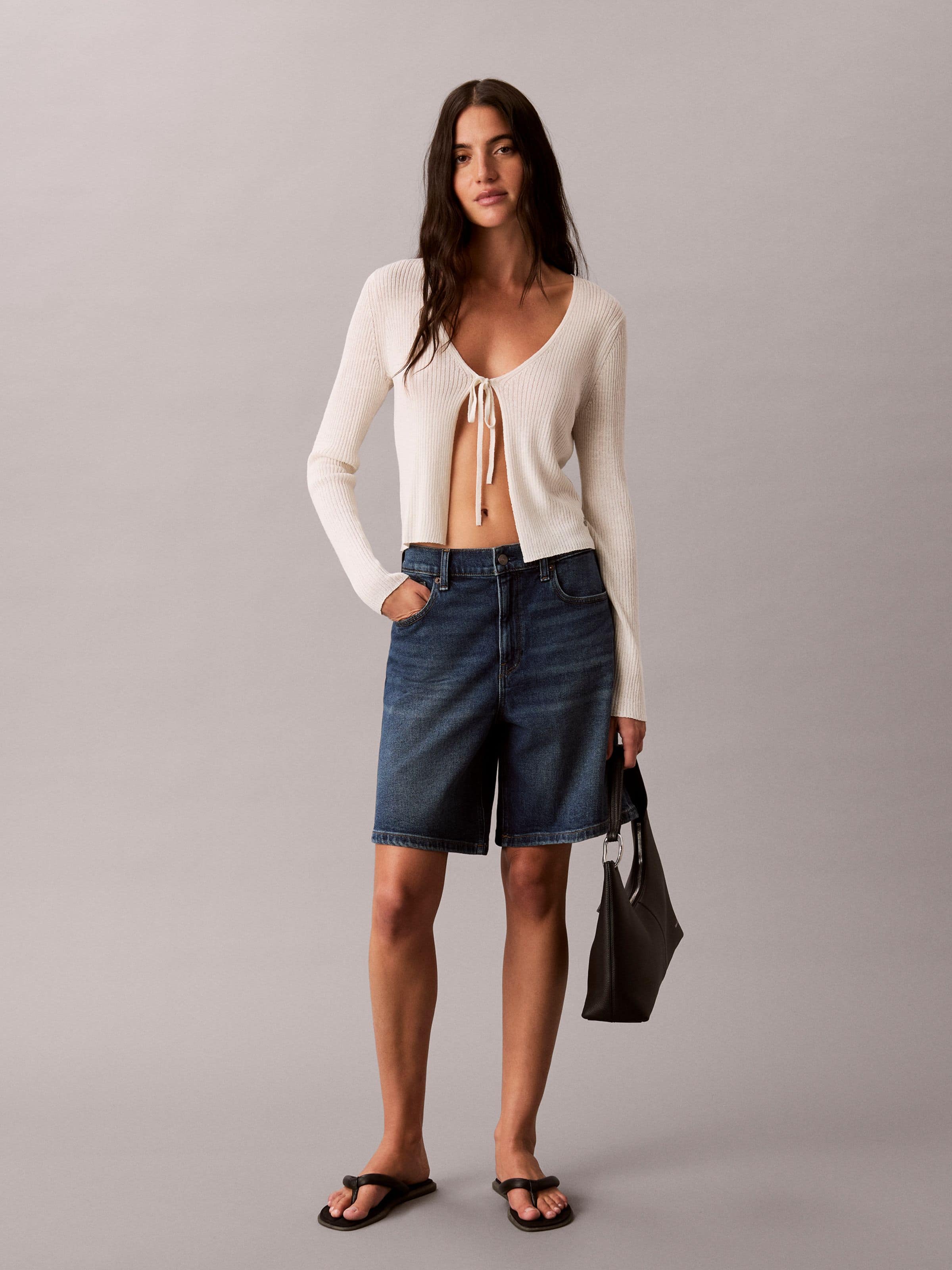 Roll Hem A-Line Short In Blue Marine