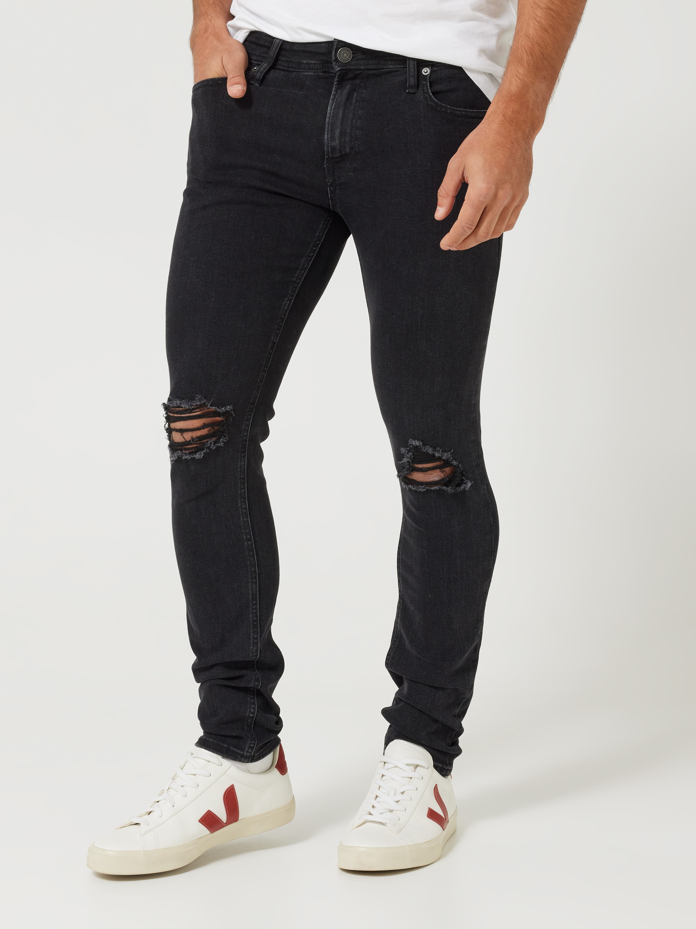 Liam Skinny Black Rip Jean