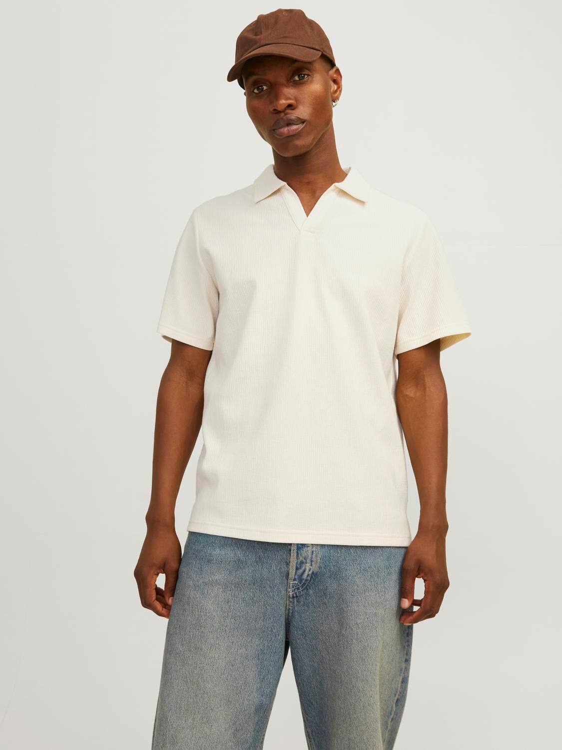 Brooklyn Split Neck Polo In Antique White