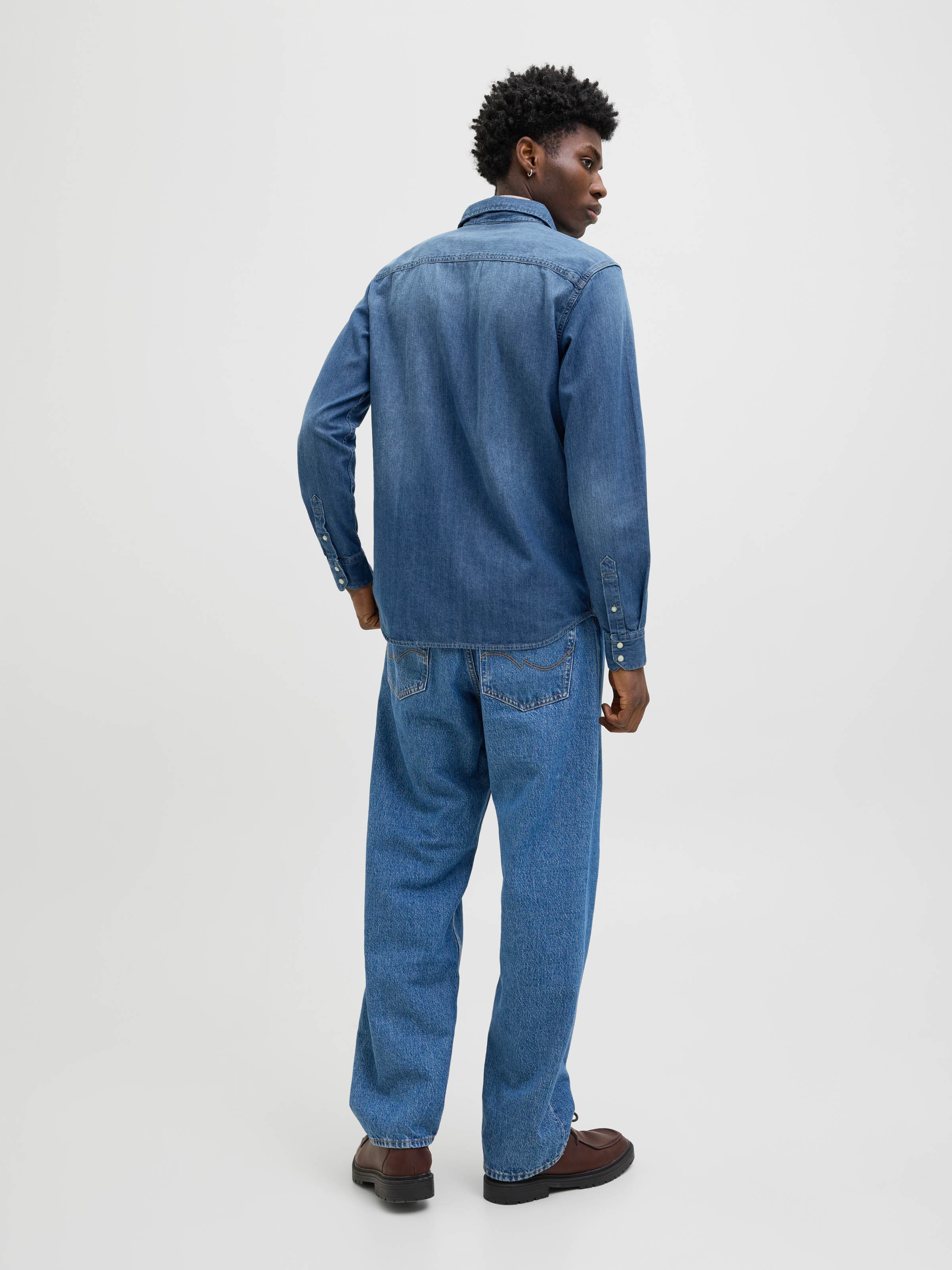Sheridan Long Sleeve Shirt In Mid Blue