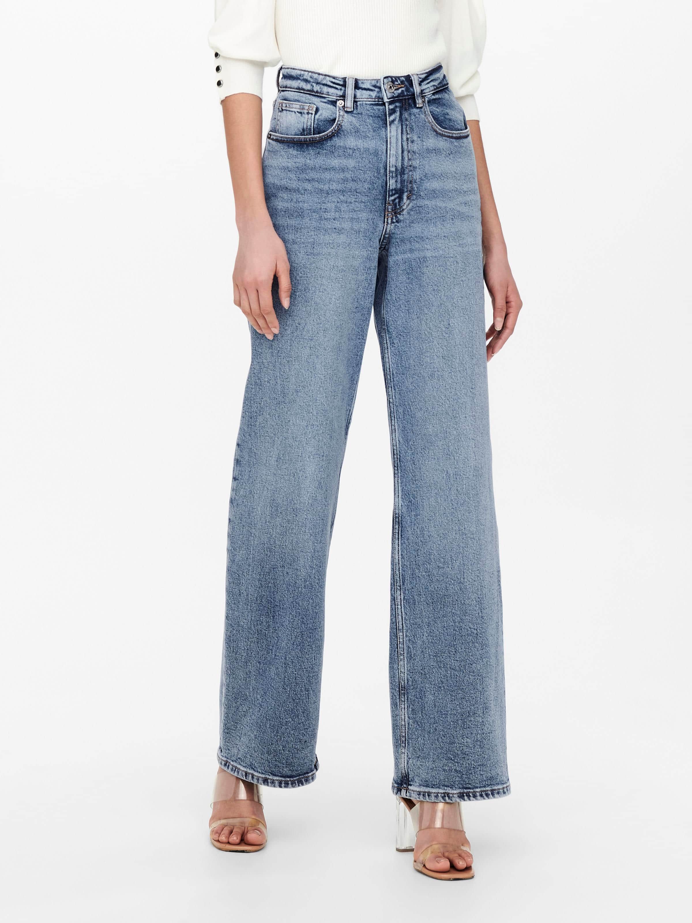 Juicy High Wide Leg Jean In Mid Denim