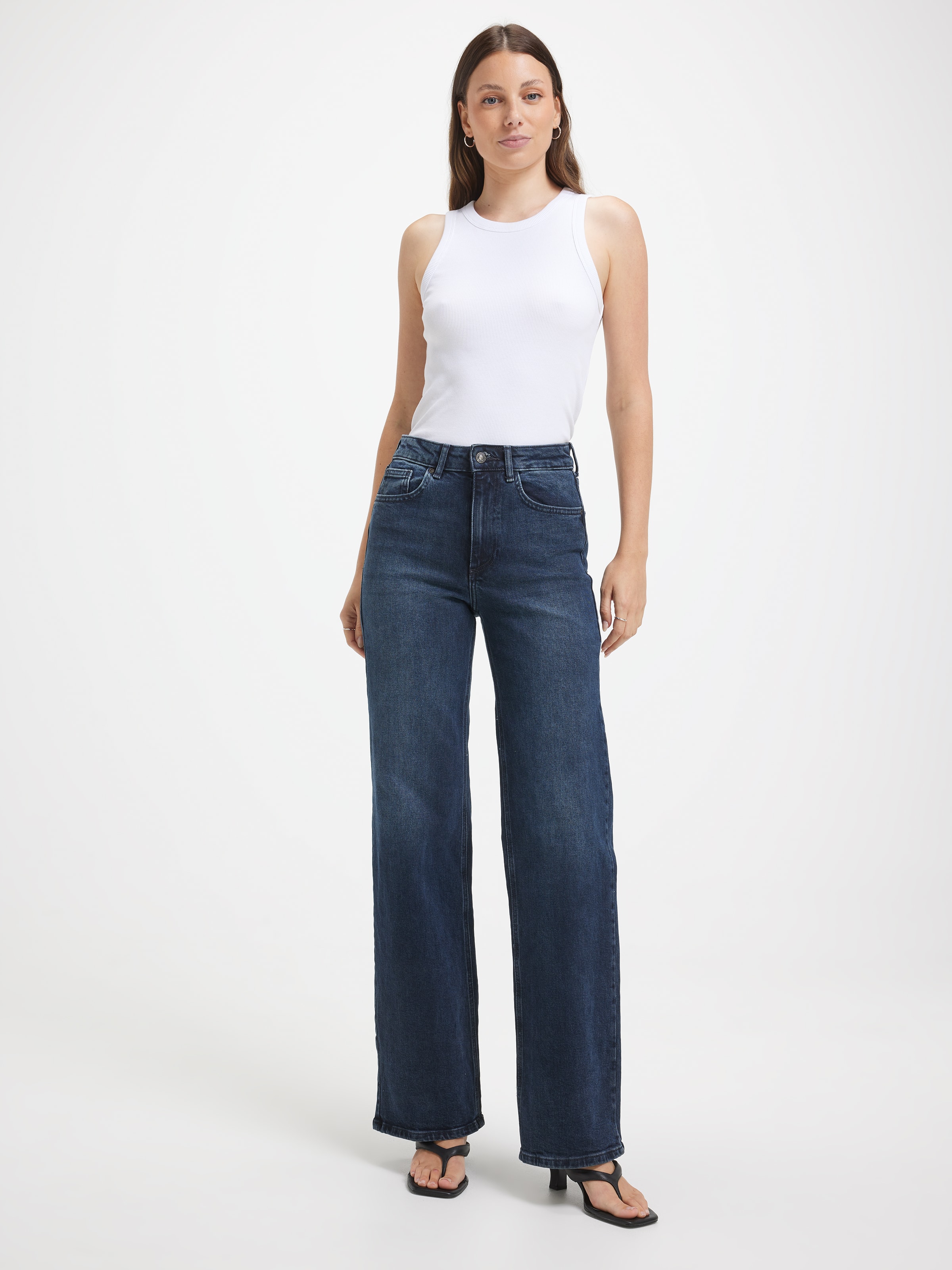 Juicy High Wide Leg Jean In Blue Black Denim