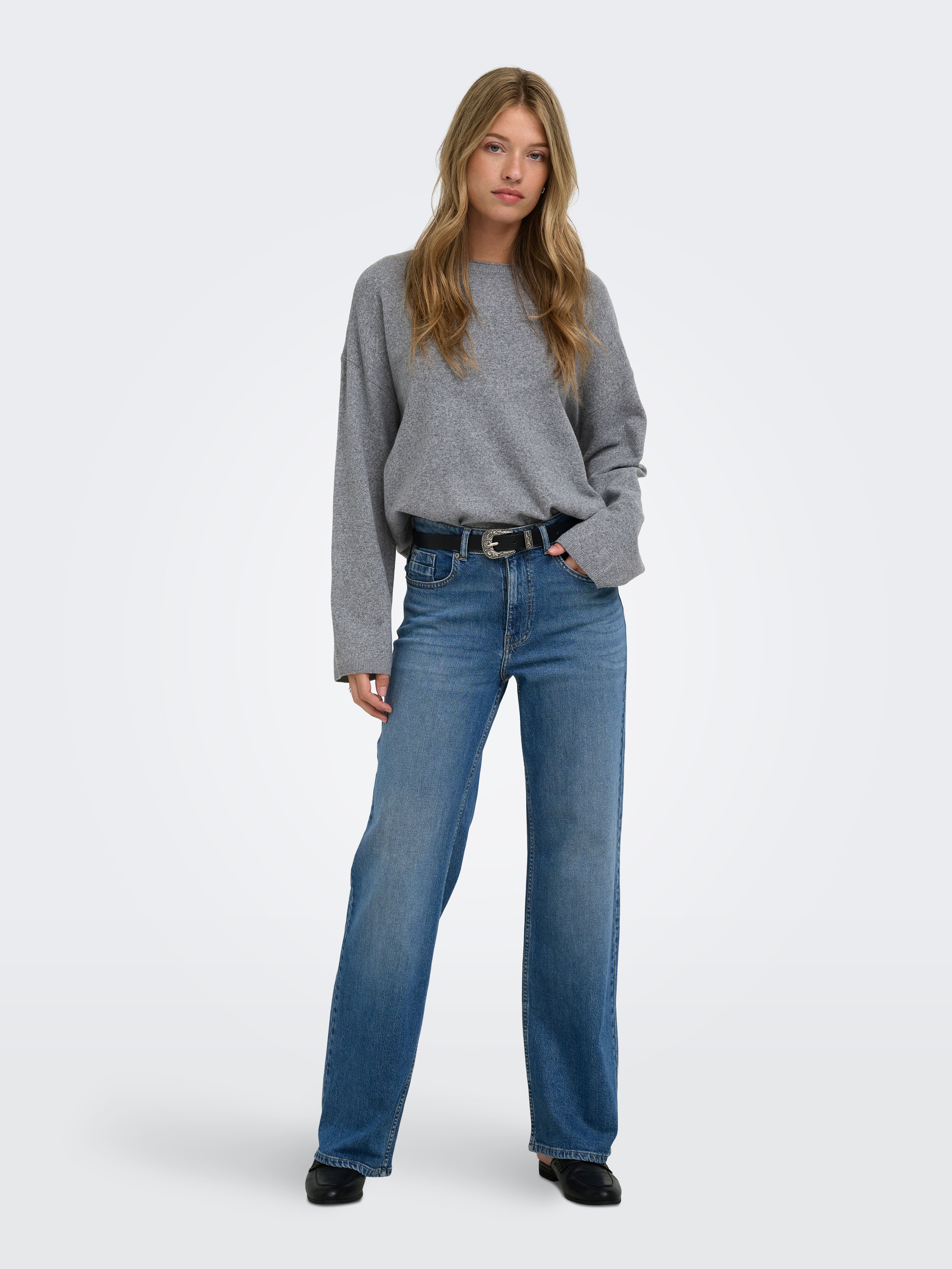 Juicy High Wide Leg Jean In Medium Blue Denim