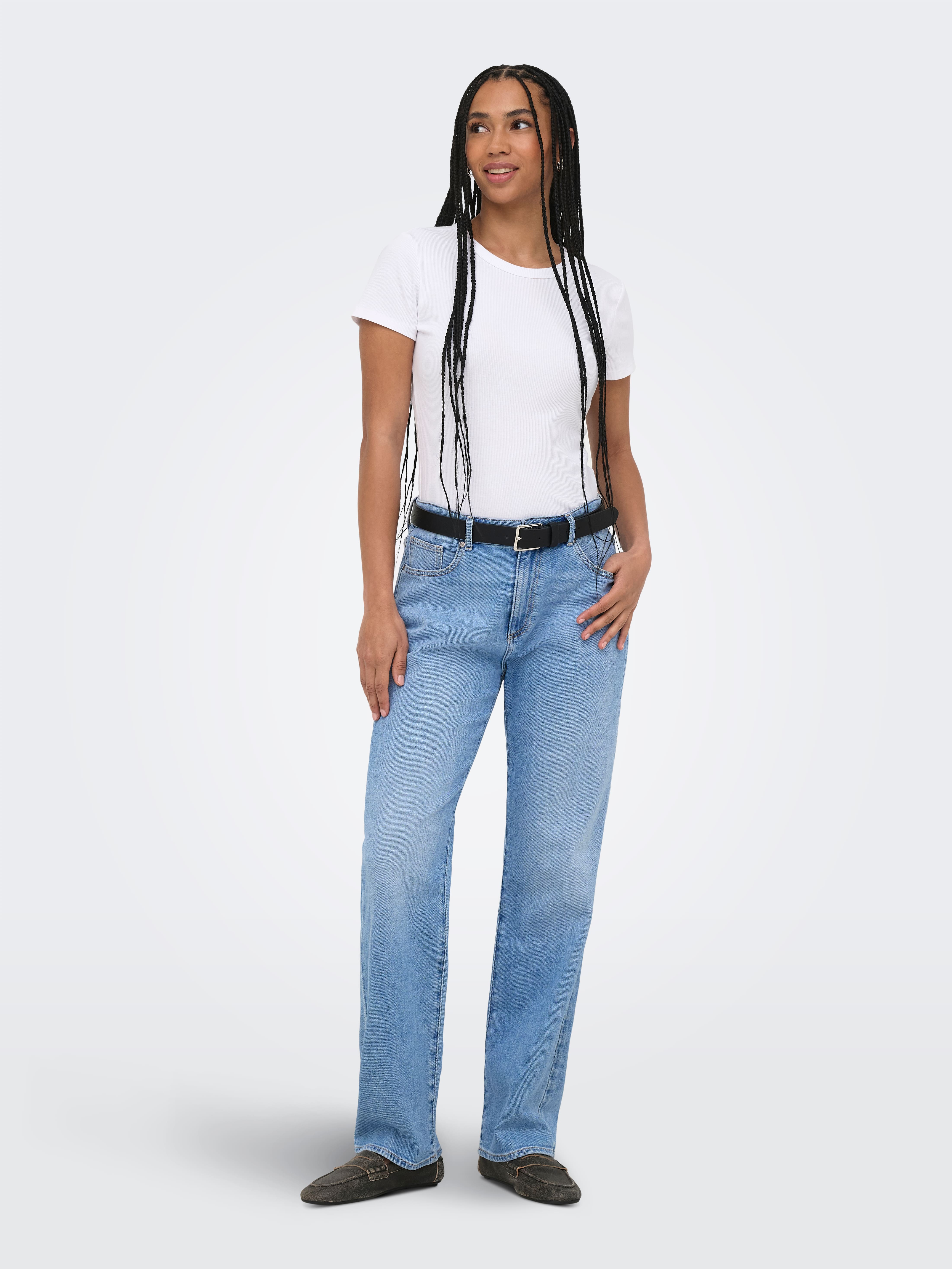 Kansas Mid Mom Ankle Jeans In Light Blue Denim