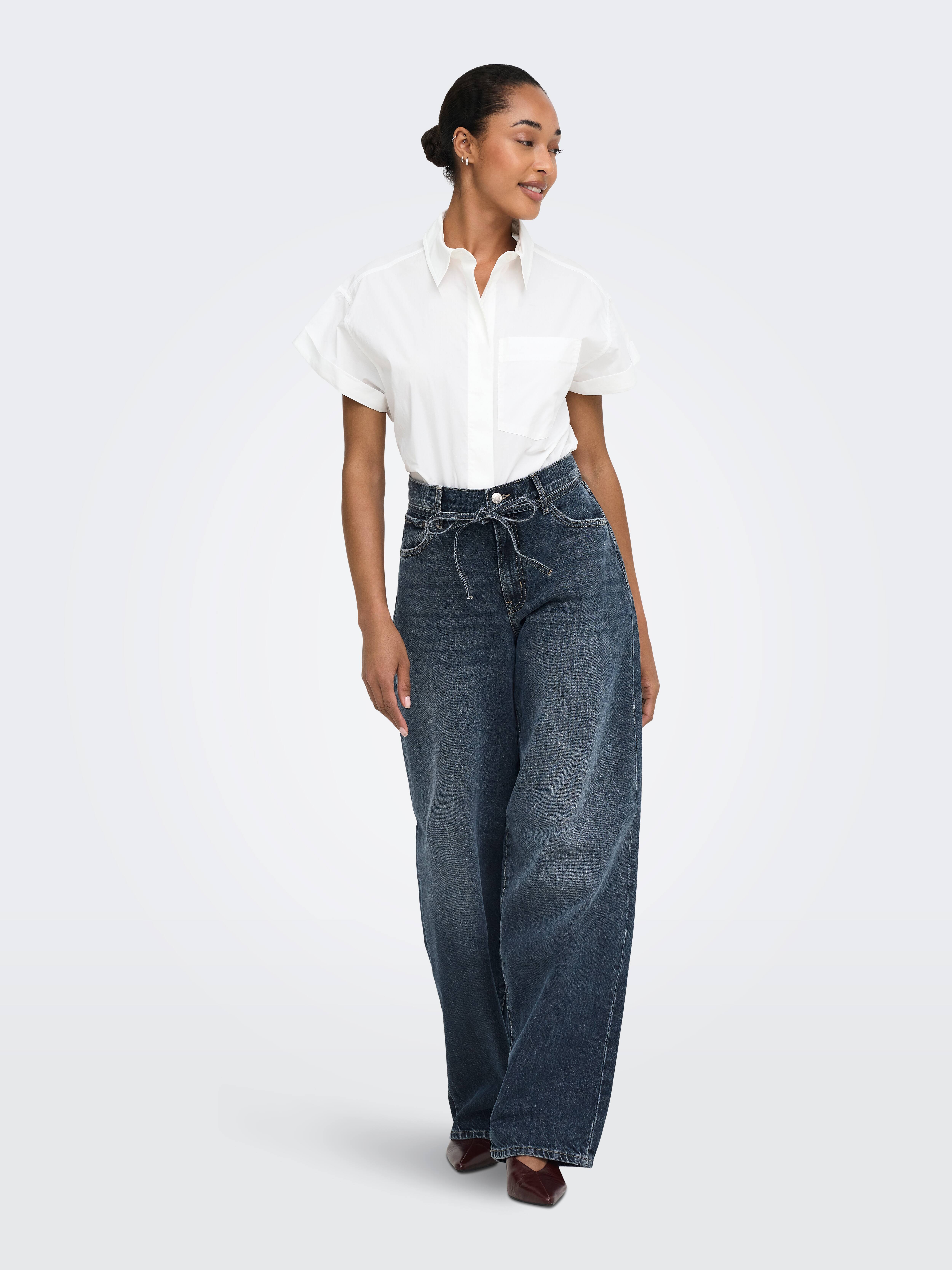 Gianna Mid Waist Straight Jean In Special Blue Grey Denim