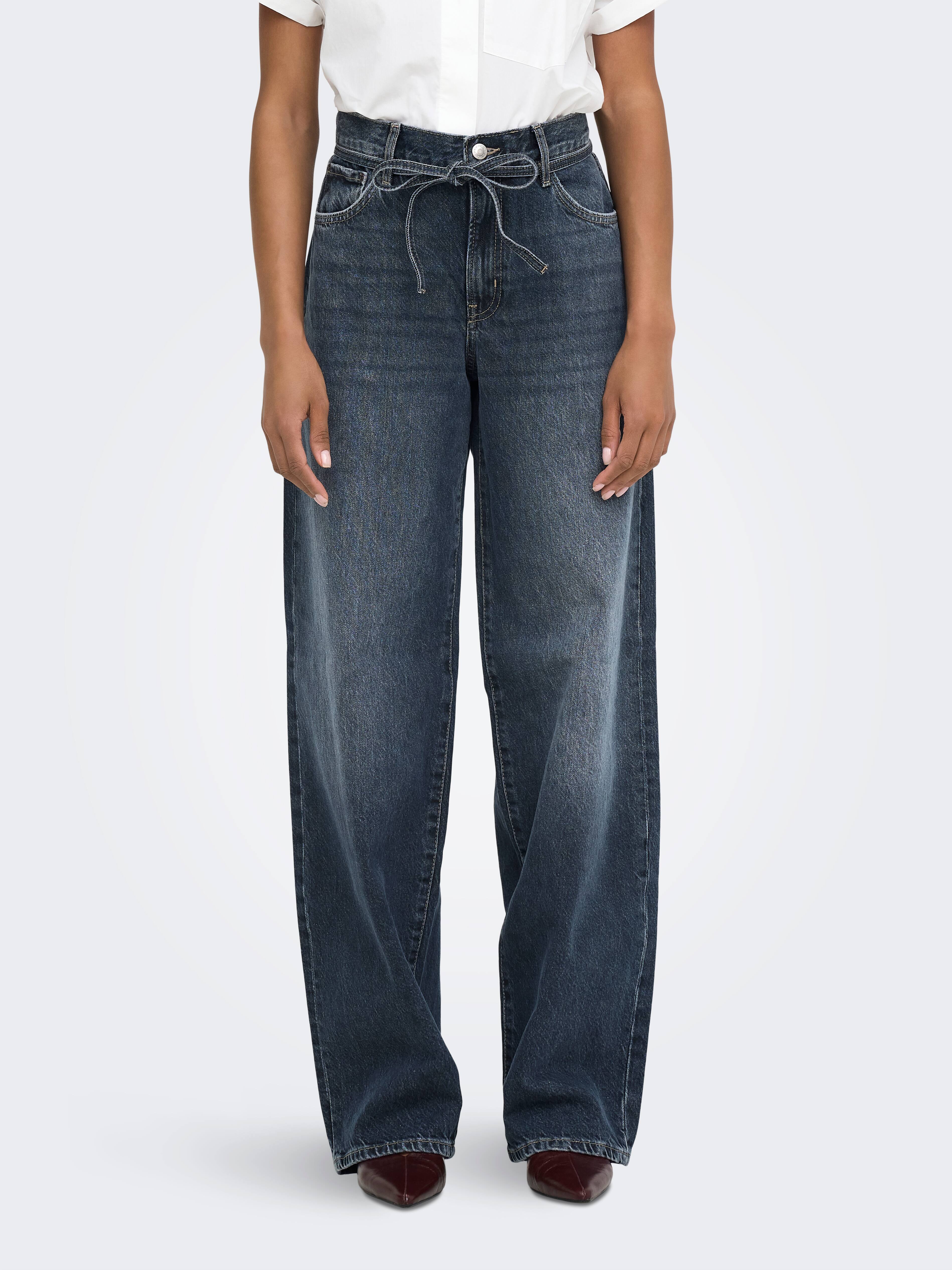 Gianna Mid Waist Straight Jean In Special Blue Grey Denim