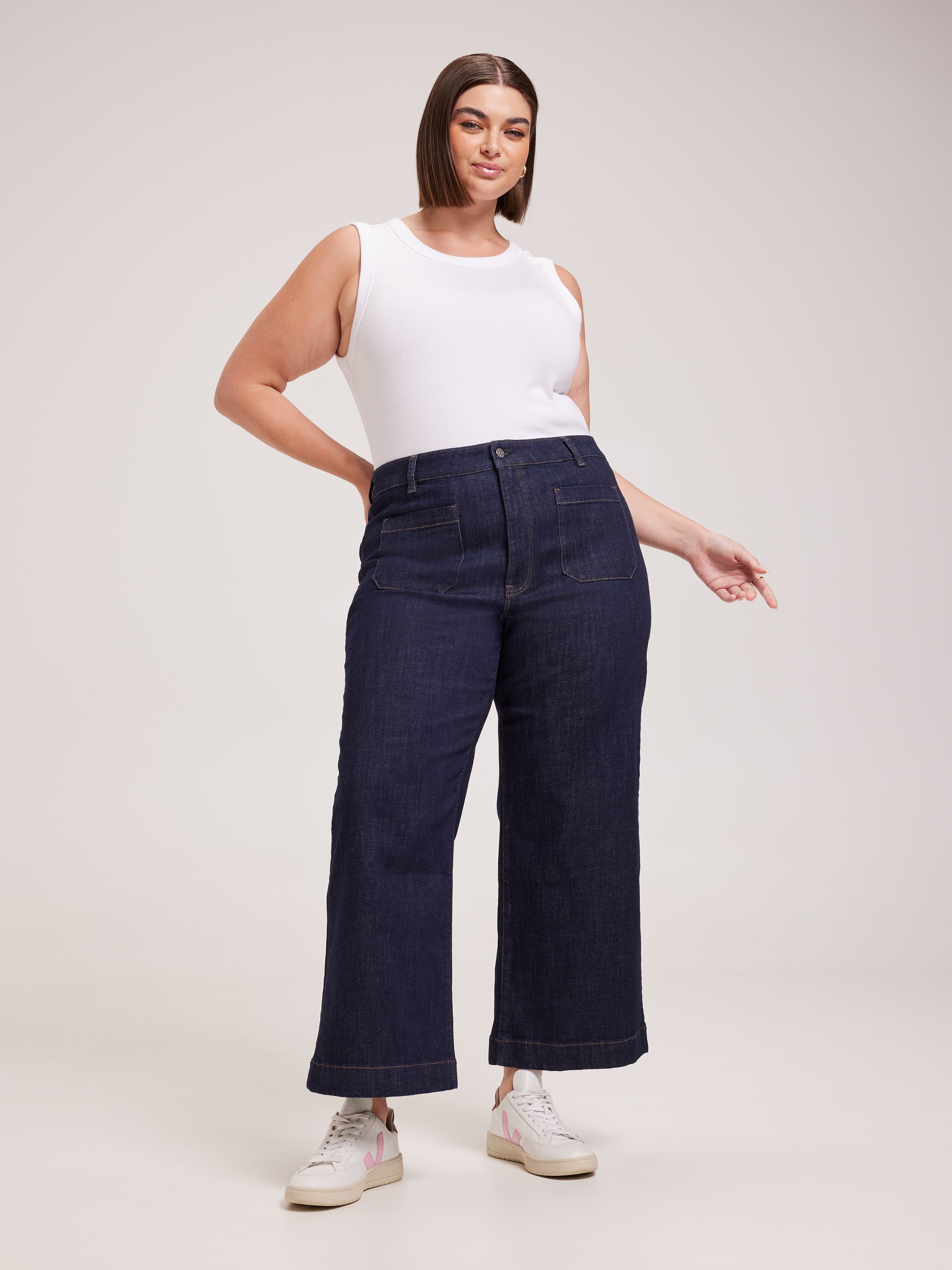 Blue Denim Capri Womens Jeans Plus Size 14 16 18 20 22 24 - Jeans