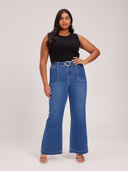 Curve Super High Rise Belted Slim Wide Jean