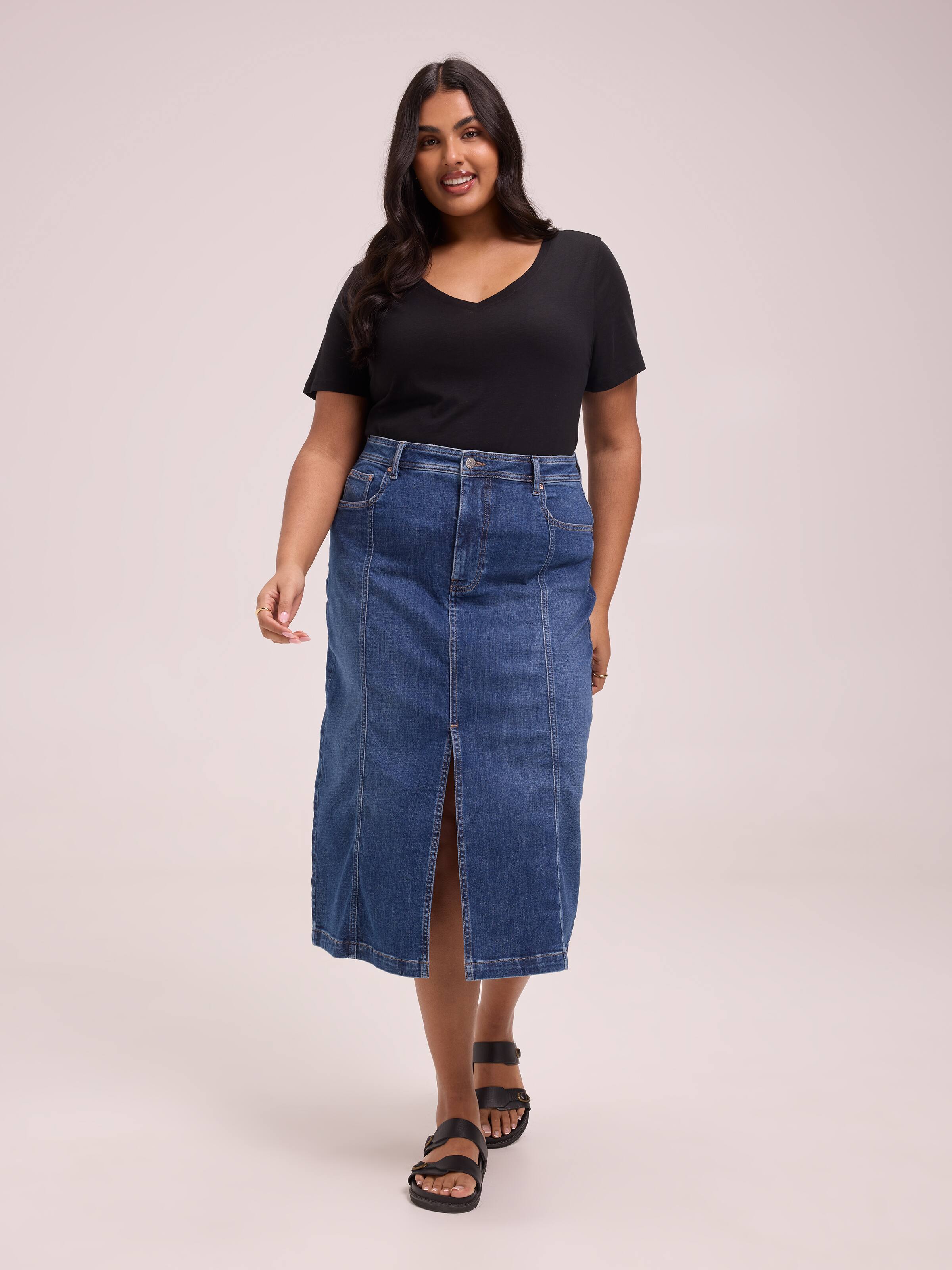 Curve Originals Split Front Midi Skirt