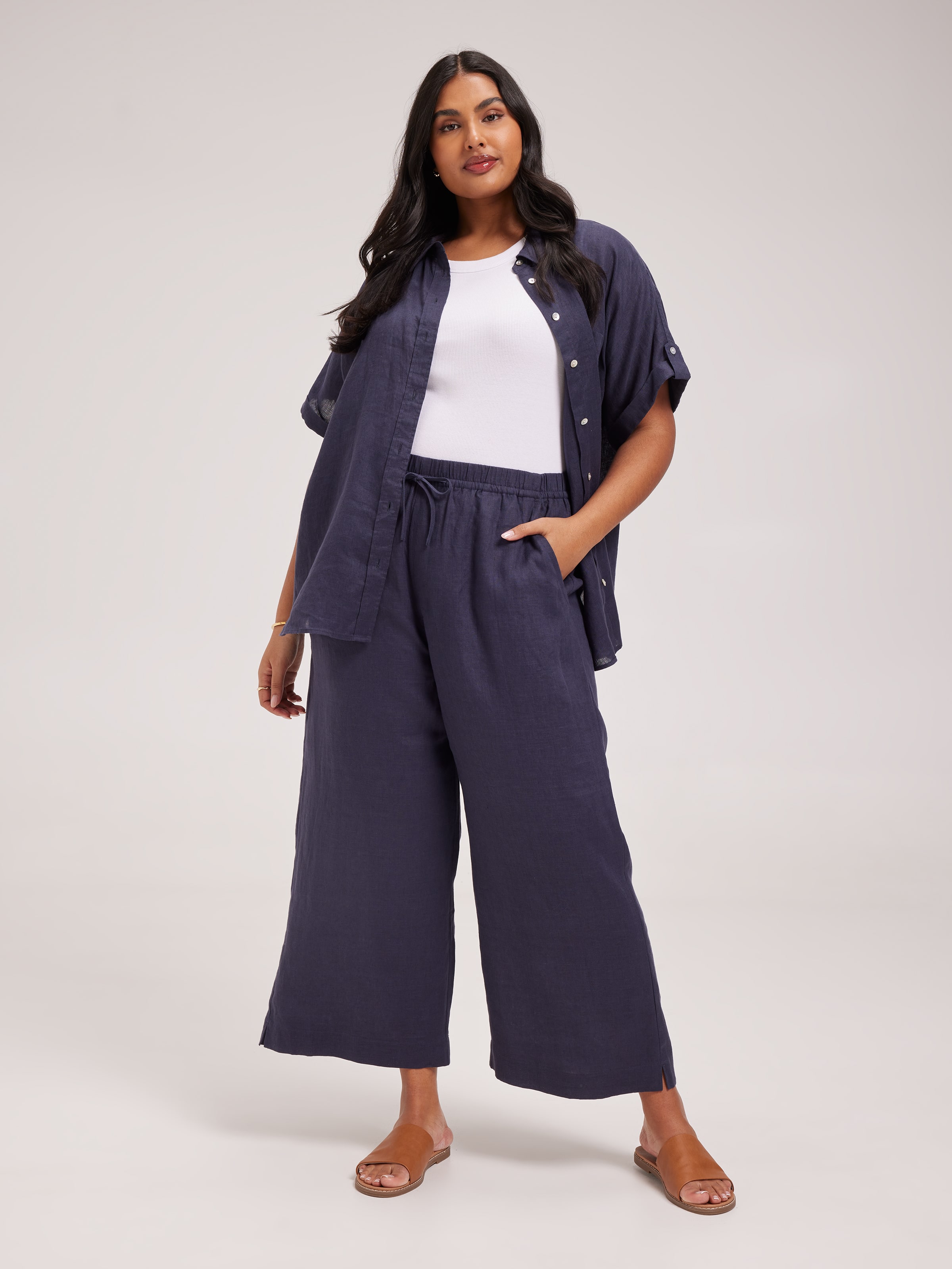 Curve Demi Linen Wide Ankle Pant