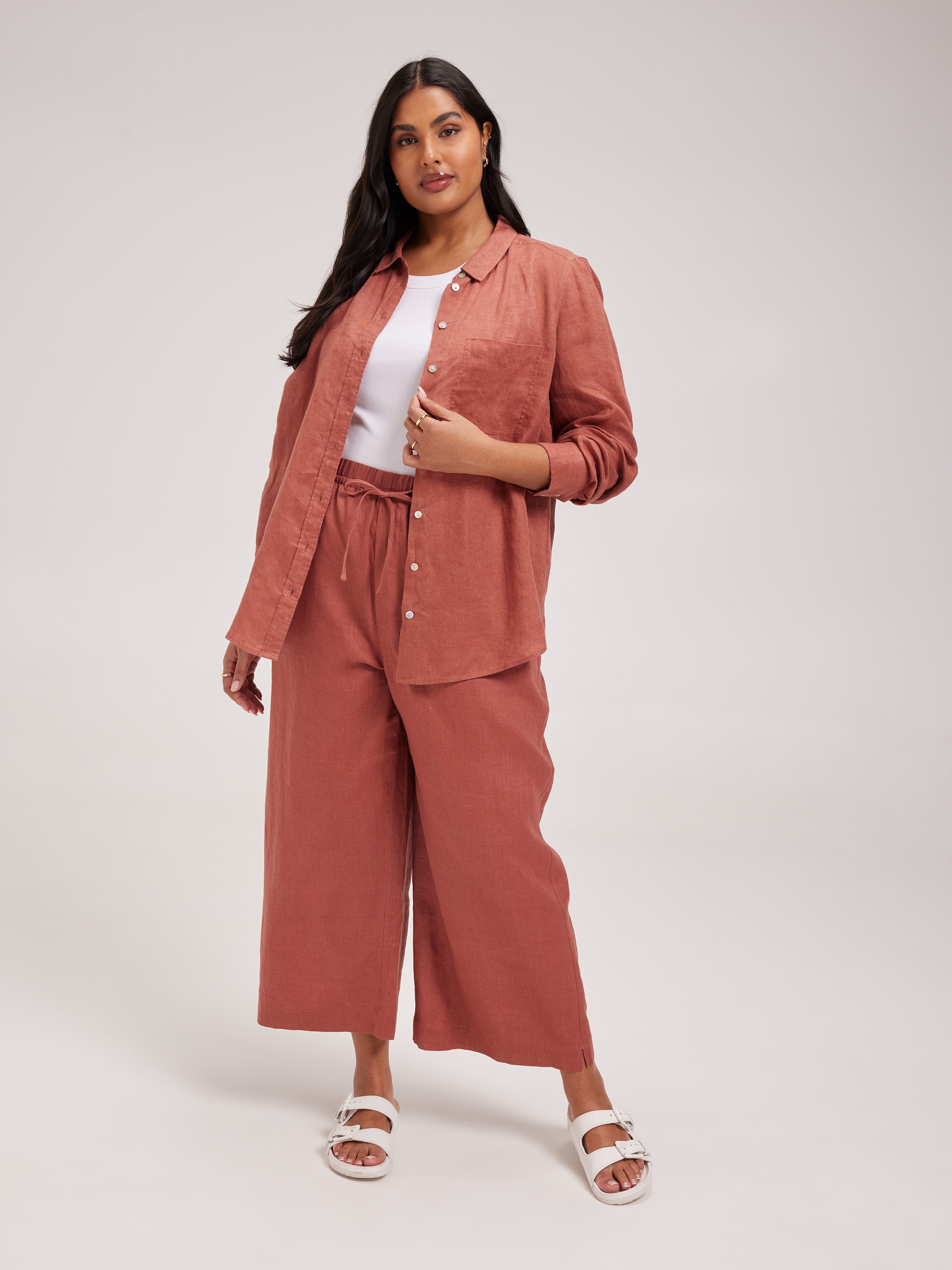 Curve Demi Linen Wide Ankle Pant