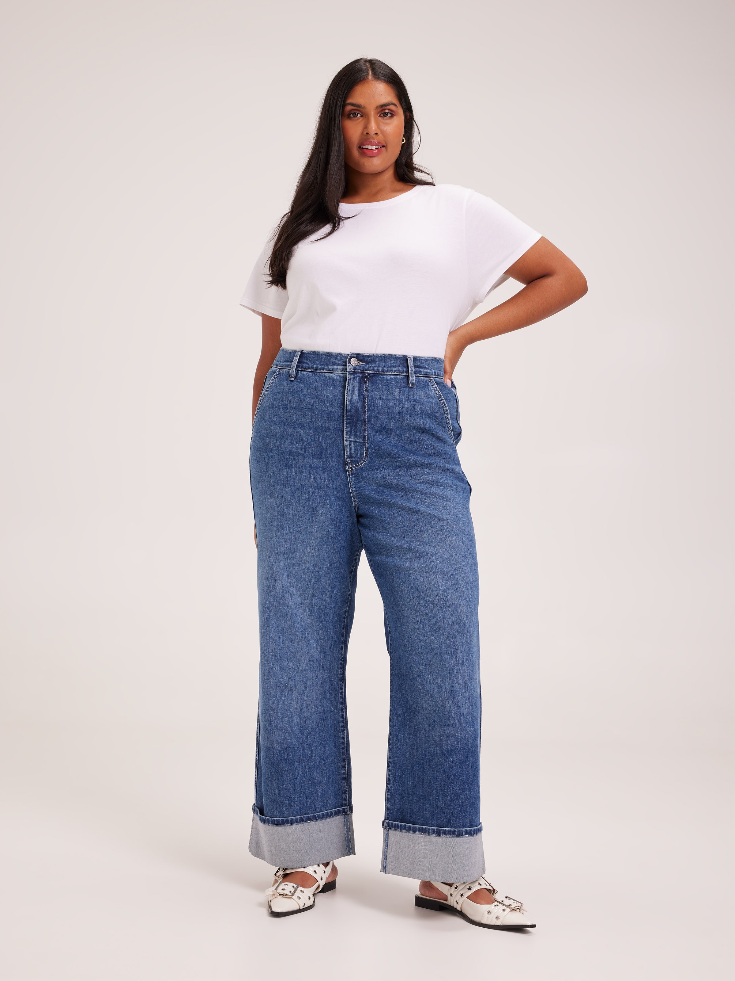 Curve Originals High Rise Wide Cuff Ankle Jean
