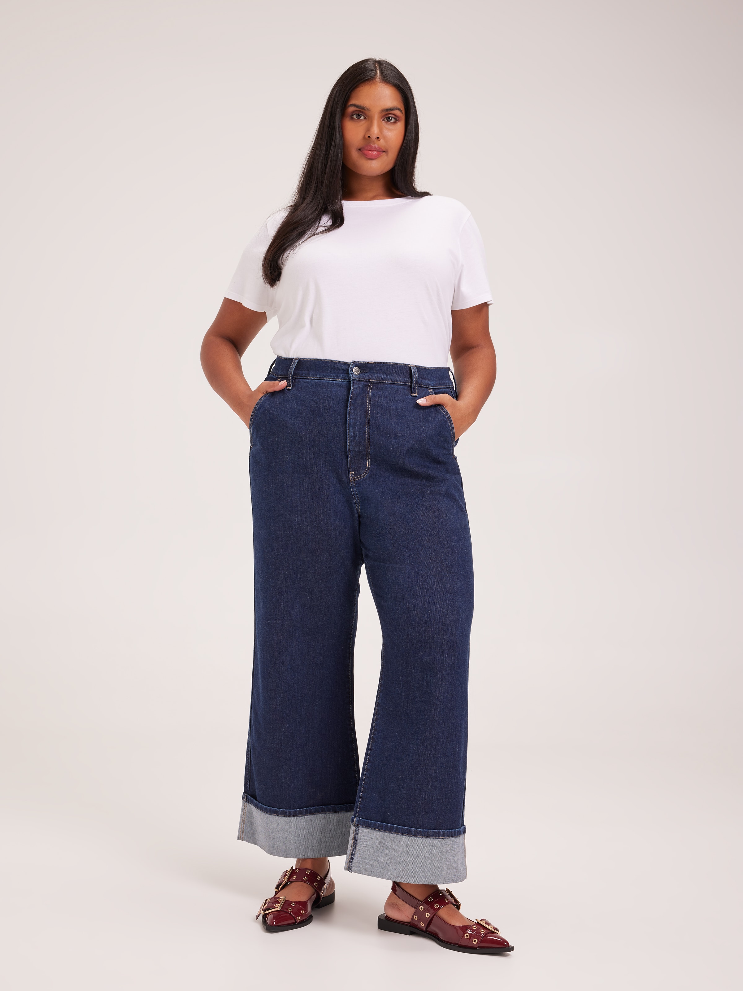 Curve Originals High Rise Wide Cuff Ankle Jean